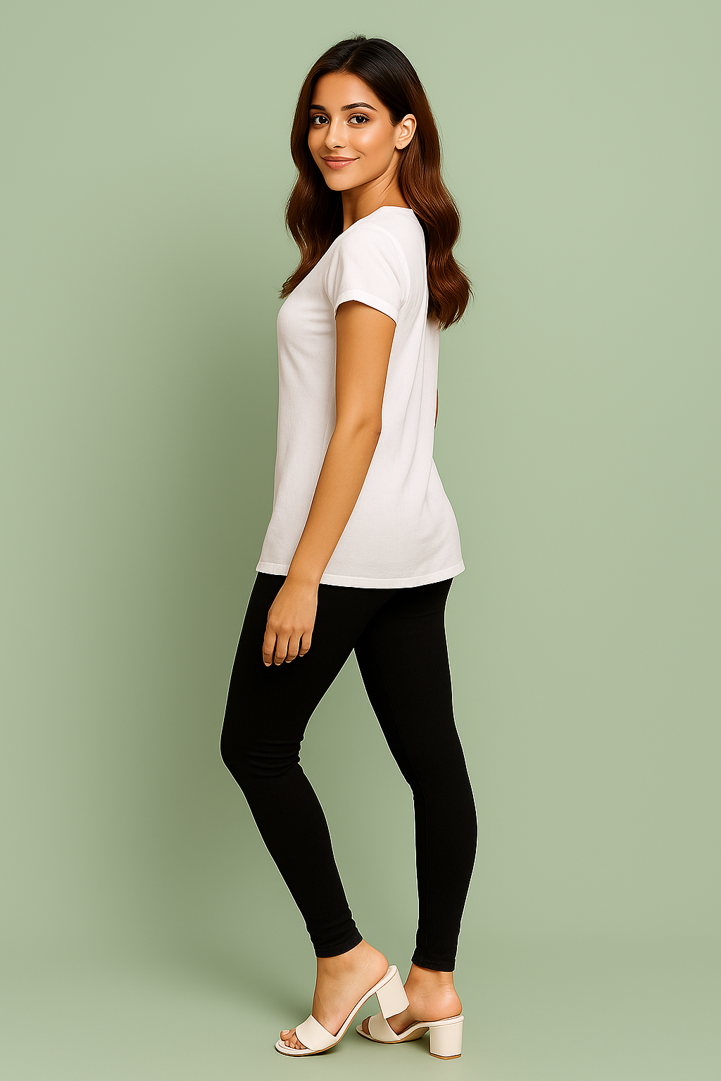 Black Color Premium 4 way Lycra Women Leggings (Ankle Length) / LG001