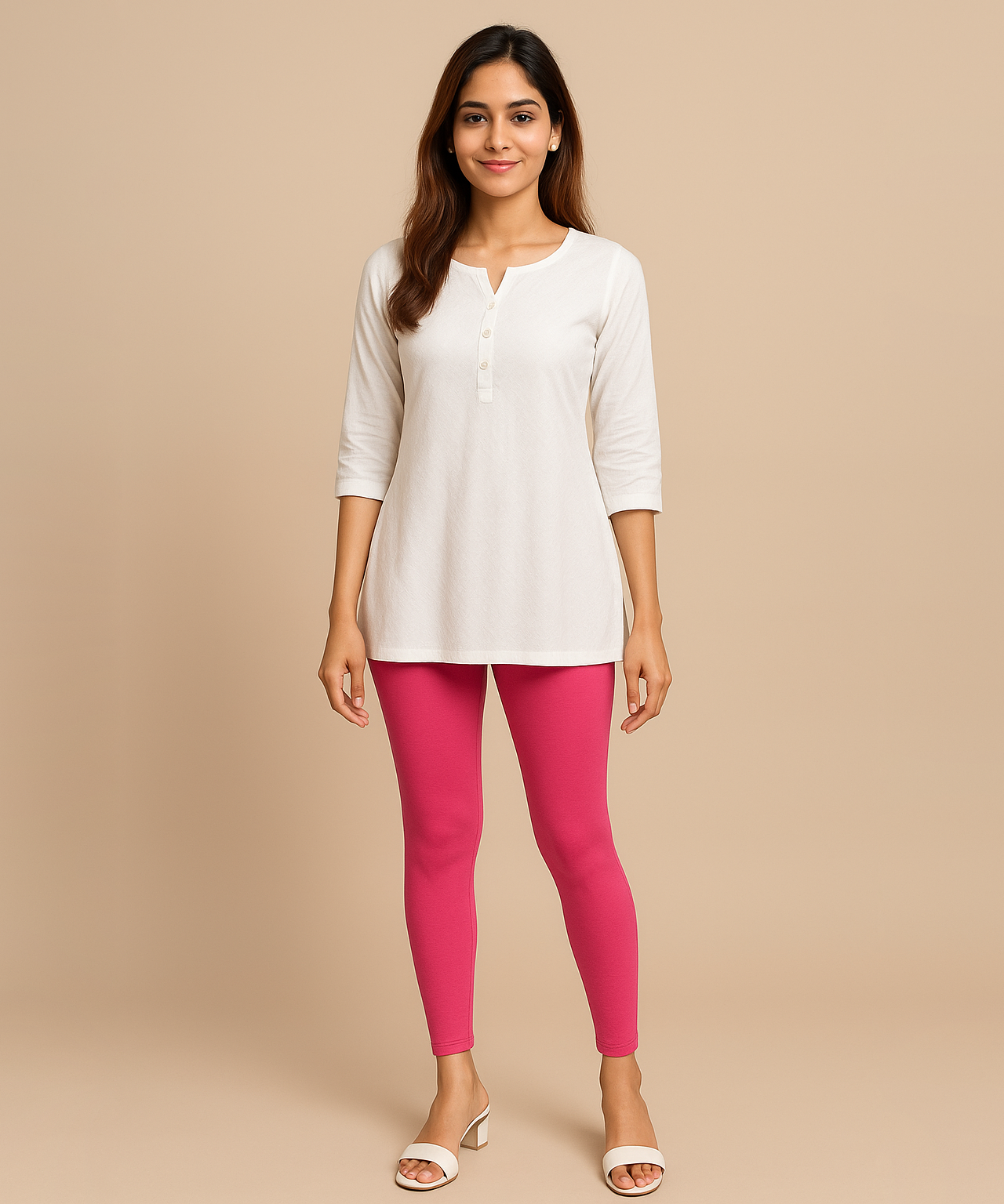 Pink Color Premium 4 way Lycra Women Leggings (Ankle Length) / LG001