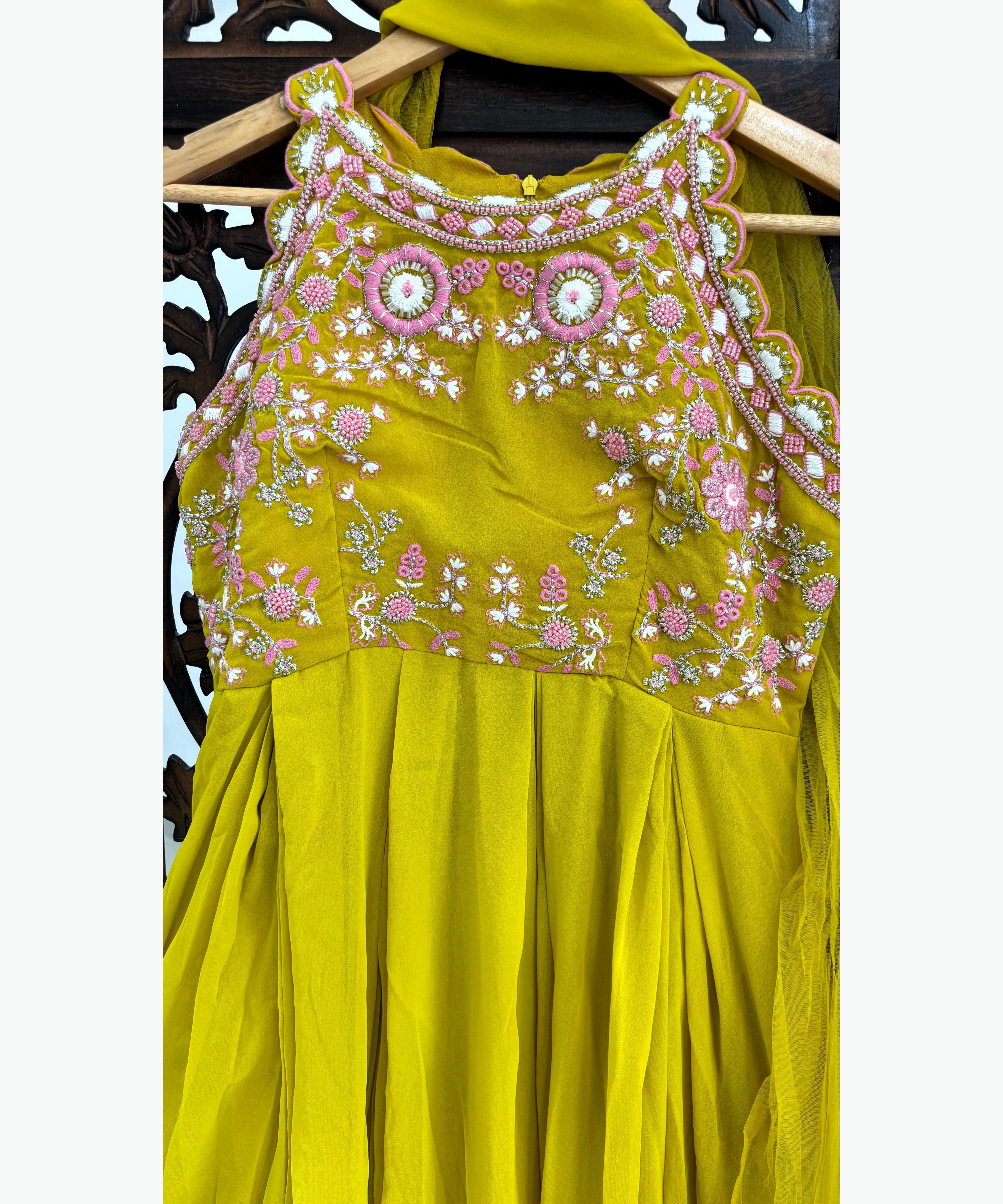 Mustard Yellow Color Anarkali Western Party Wear with Dupatta / ESS220