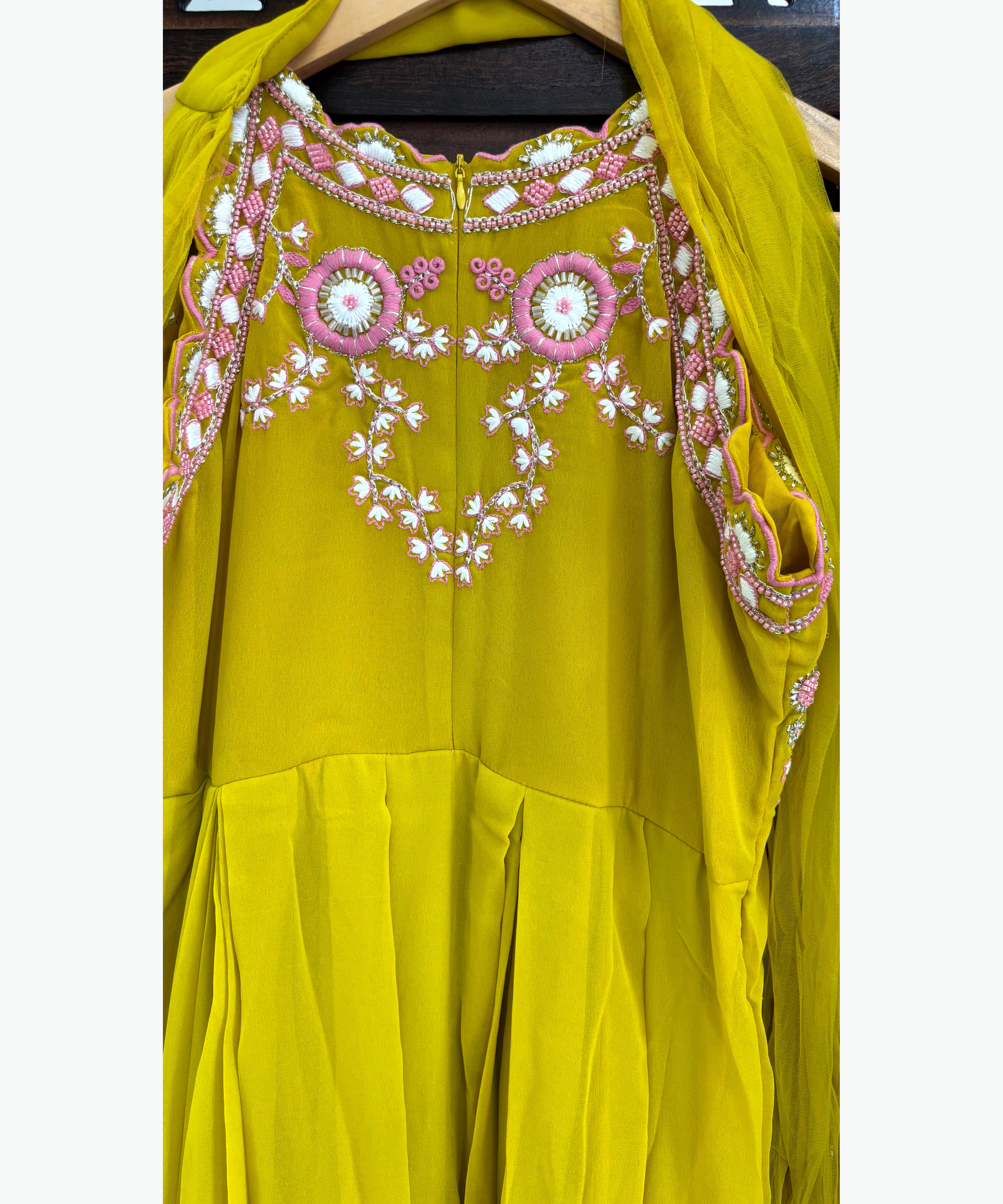 Mustard Yellow Color Anarkali Western Party Wear with Dupatta / ESS220