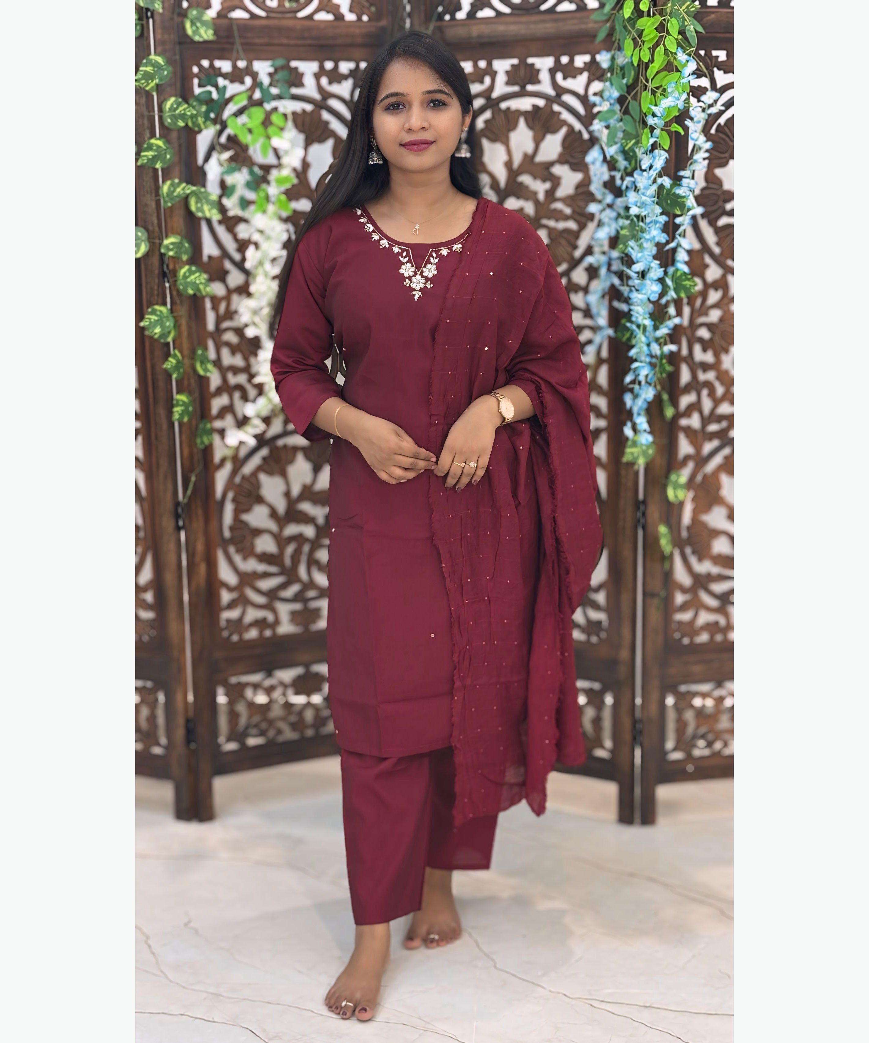 Maroon Color Ethnic Salwar Set / ESS272