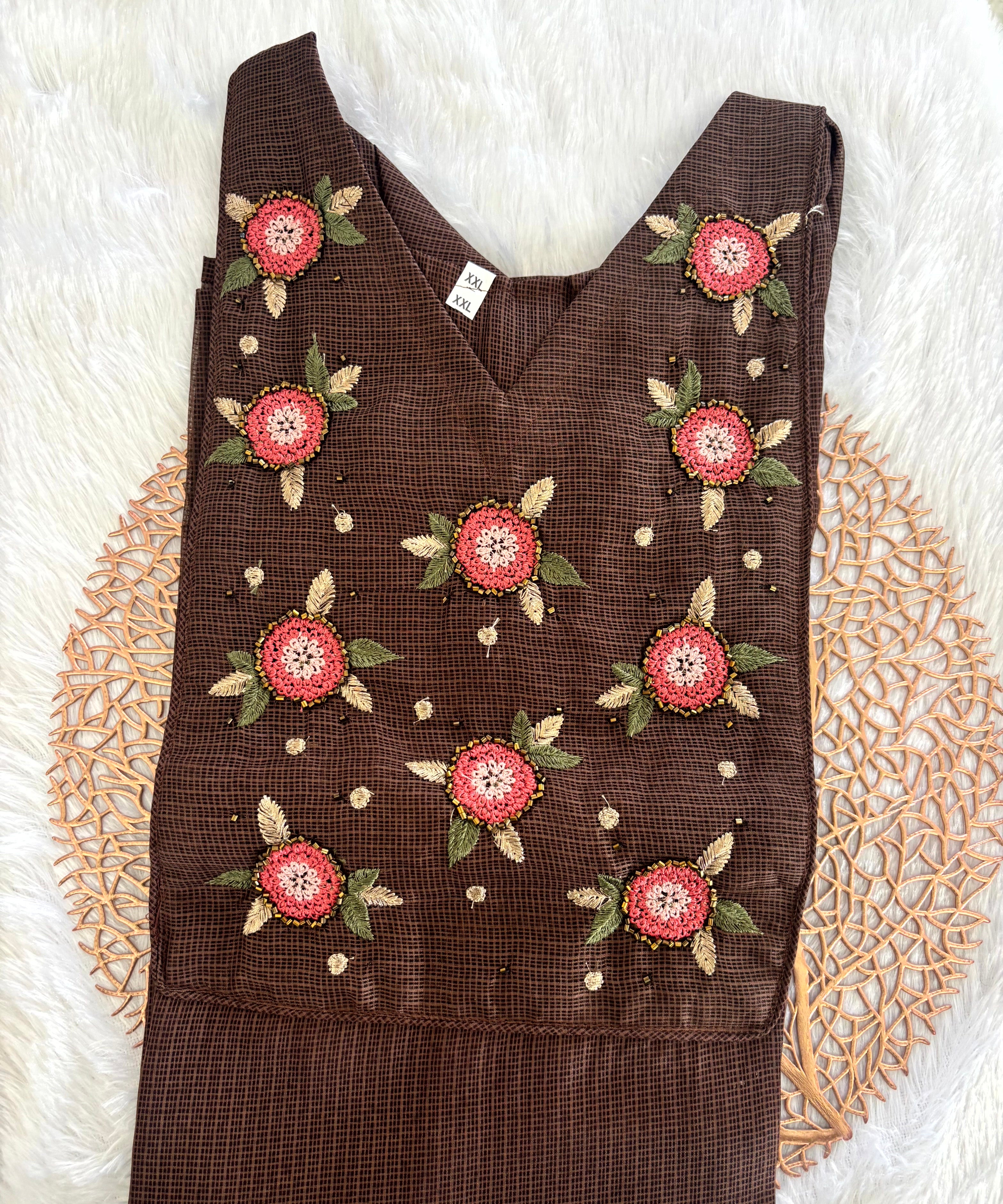 Dark Brown Color Premium Kota Cotton Kurti with Lining / MSS002
