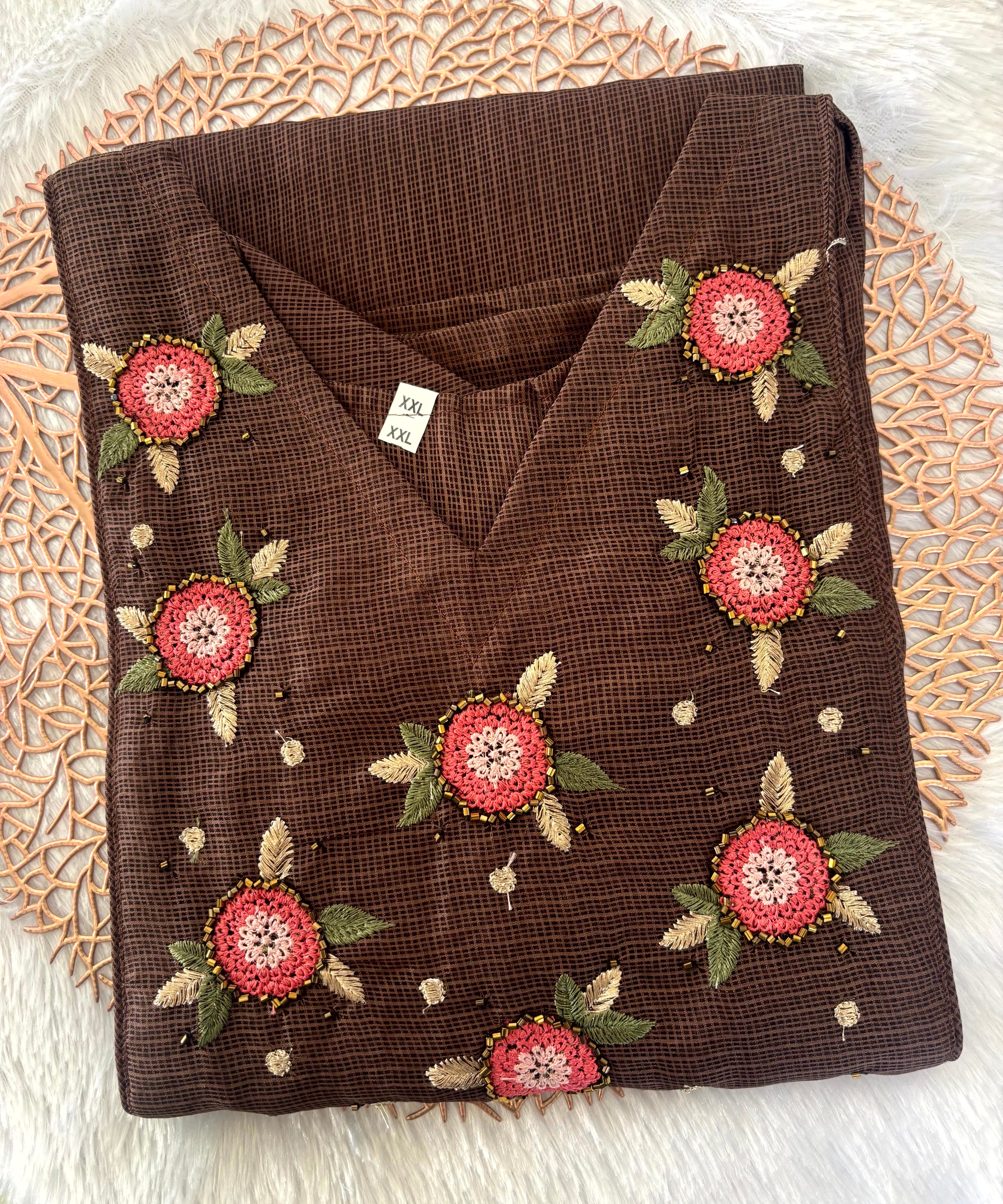 Dark Brown Color Premium Kota Cotton Kurti with Lining / MSS002