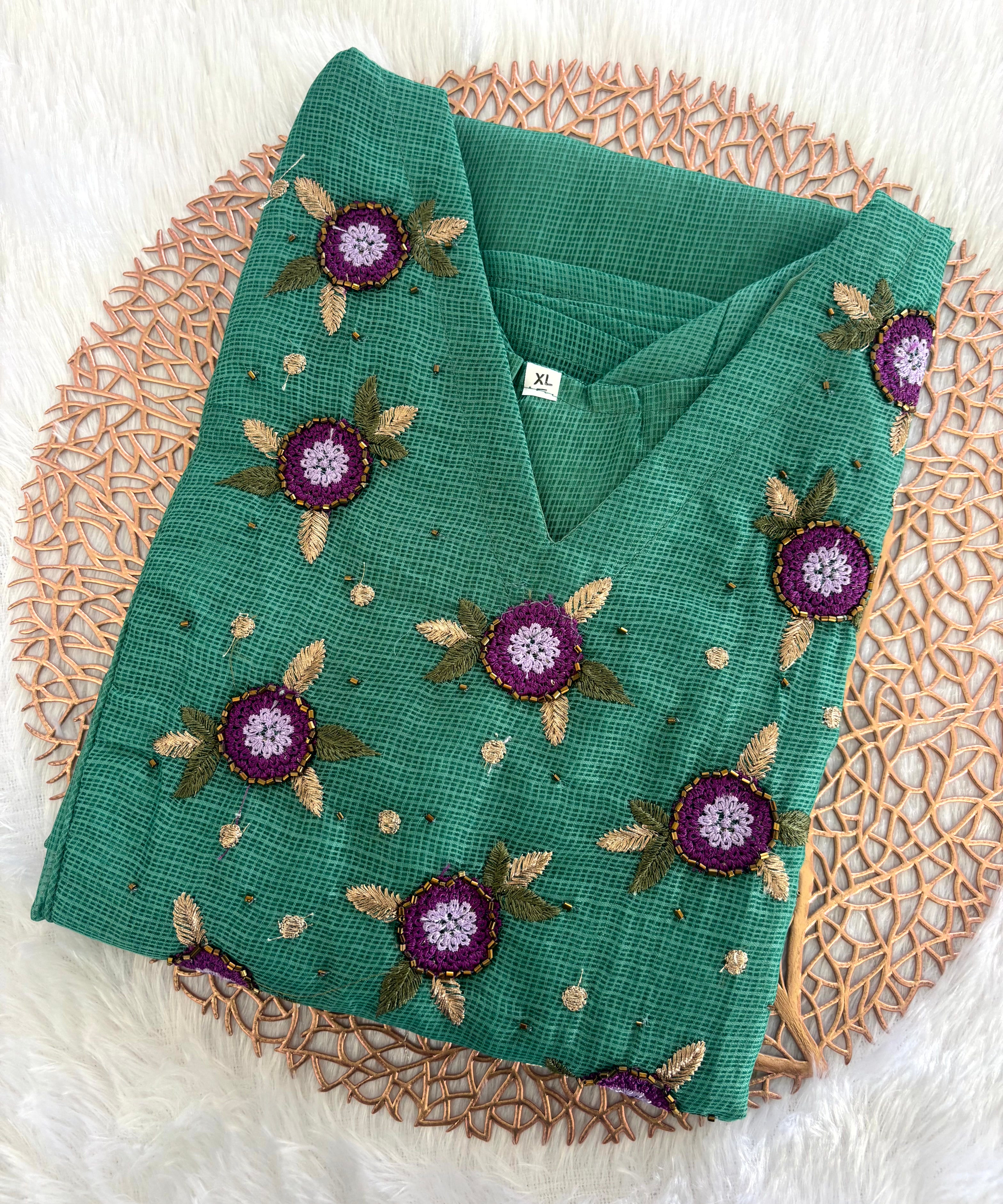 Green Color Premium Kota Cotton Kurti with Lining / MSS002