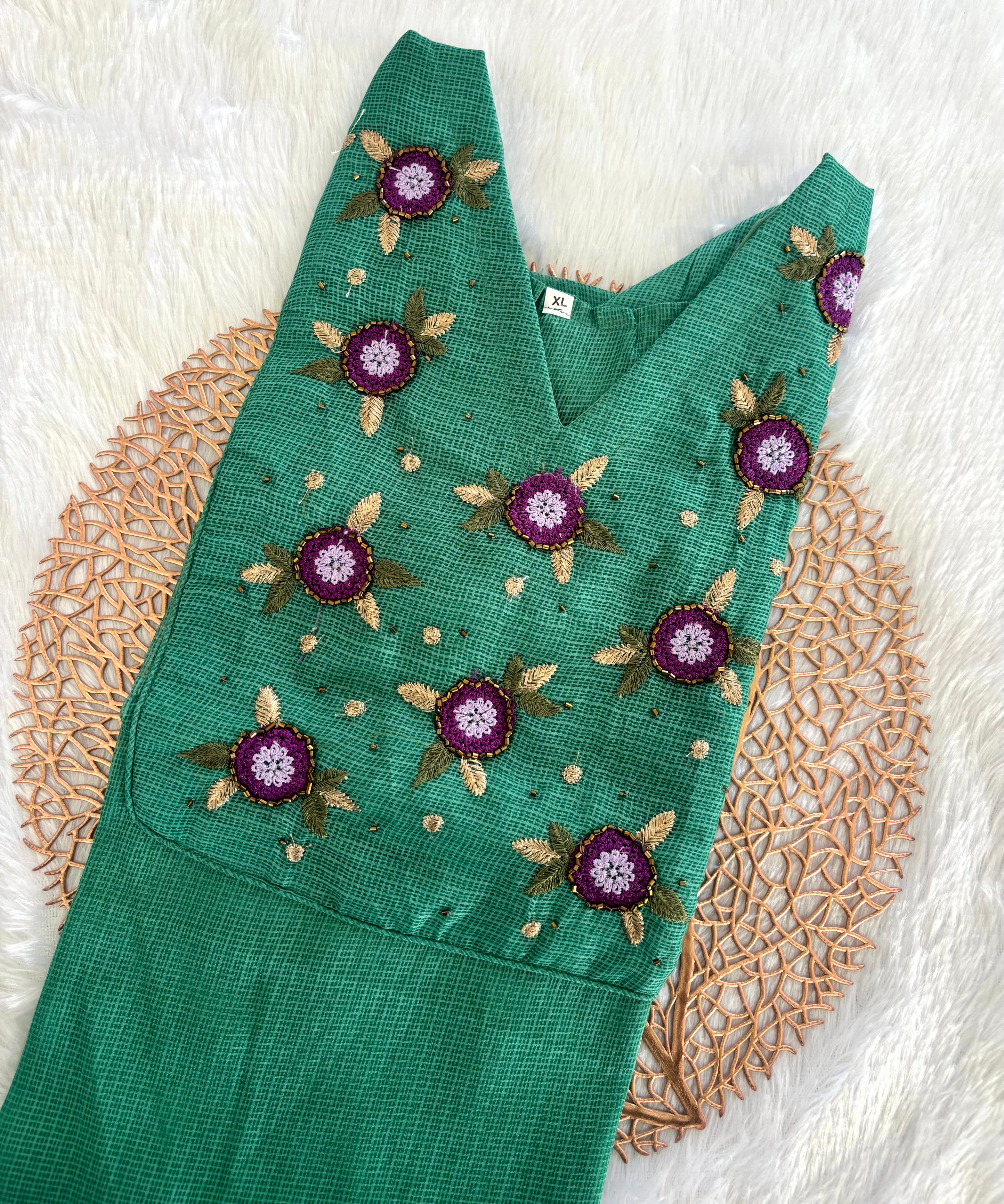 Green Color Premium Kota Cotton Kurti with Lining / MSS002