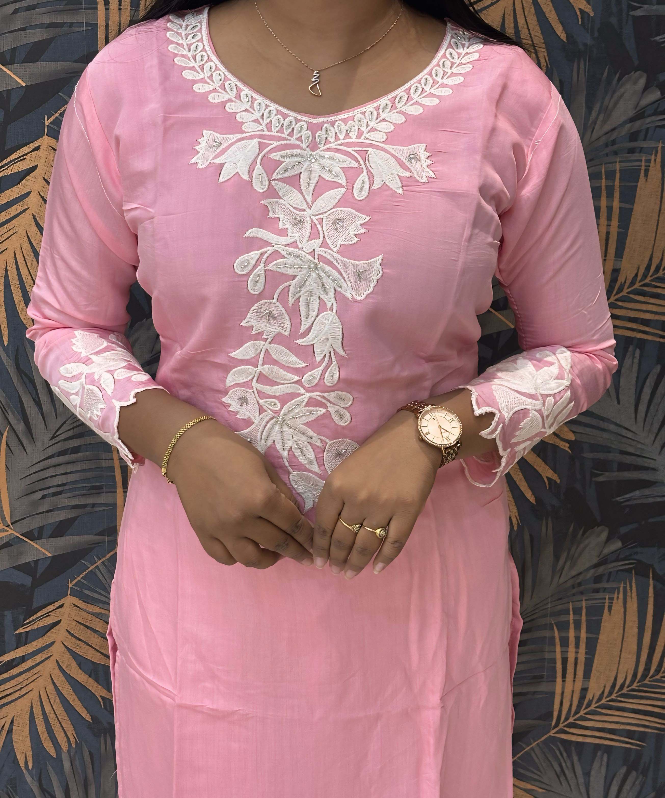 Lite Pink and White Color Premium 3 Piece Salwar Set / ESS332