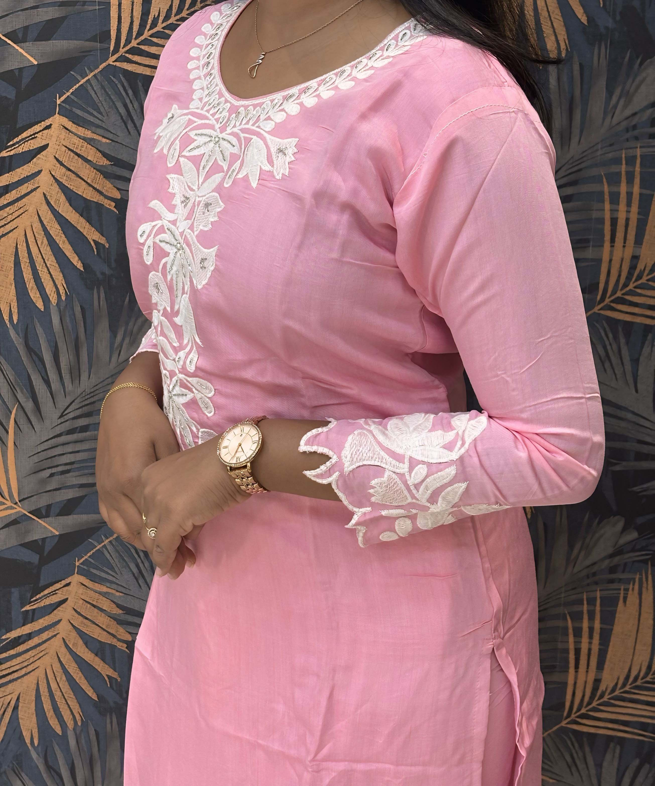 Lite Pink and White Color Premium 3 Piece Salwar Set / ESS332