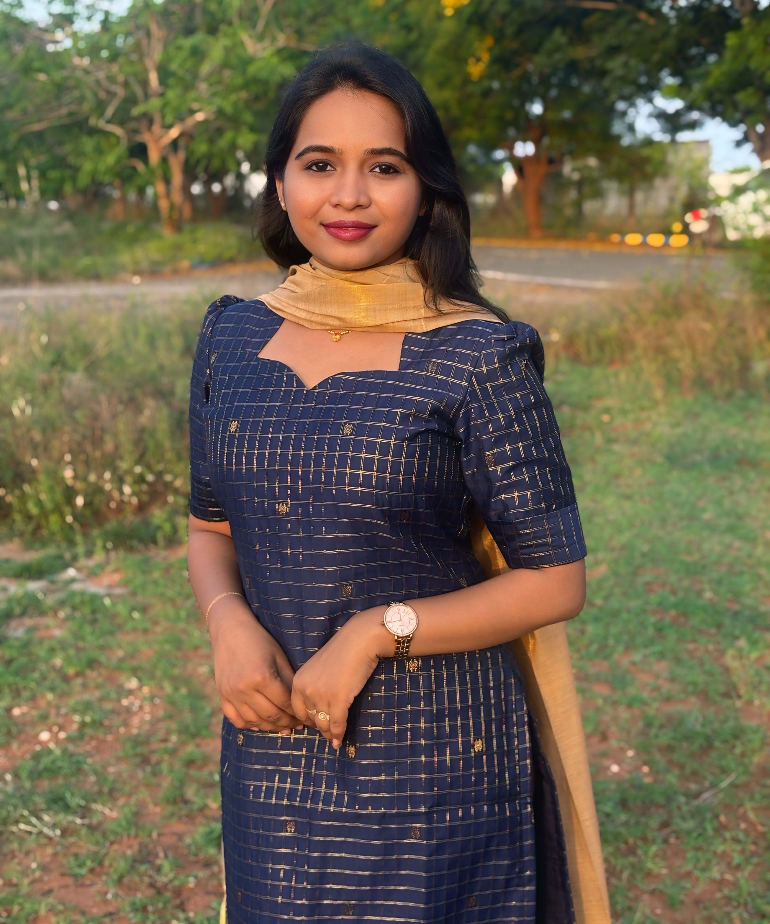 Navy Blue and Golden Color Premium Handloom Raw Silk Kurti and Dupatta / PC002