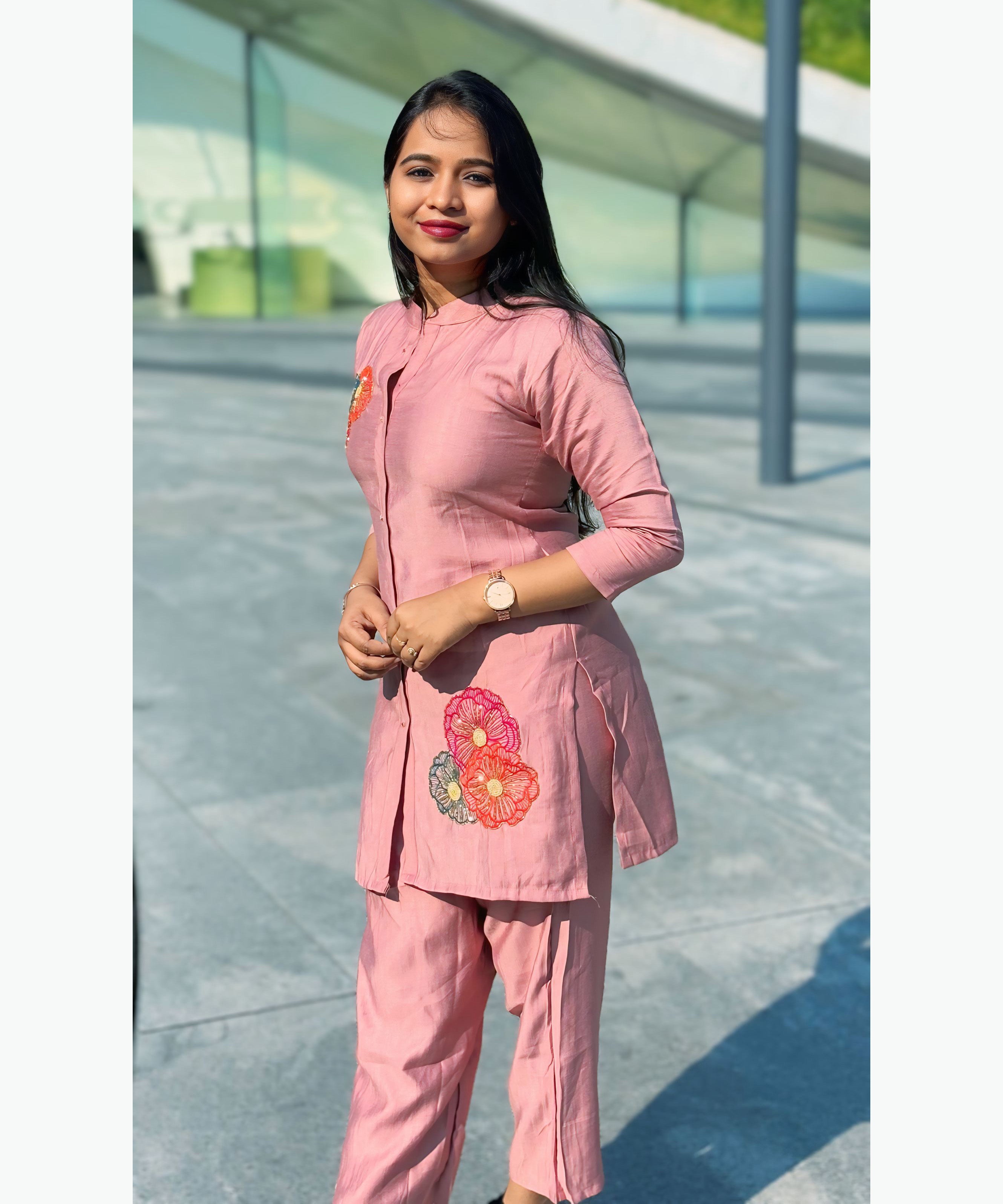 Peach Color Ethnic Coord Set / ESS257