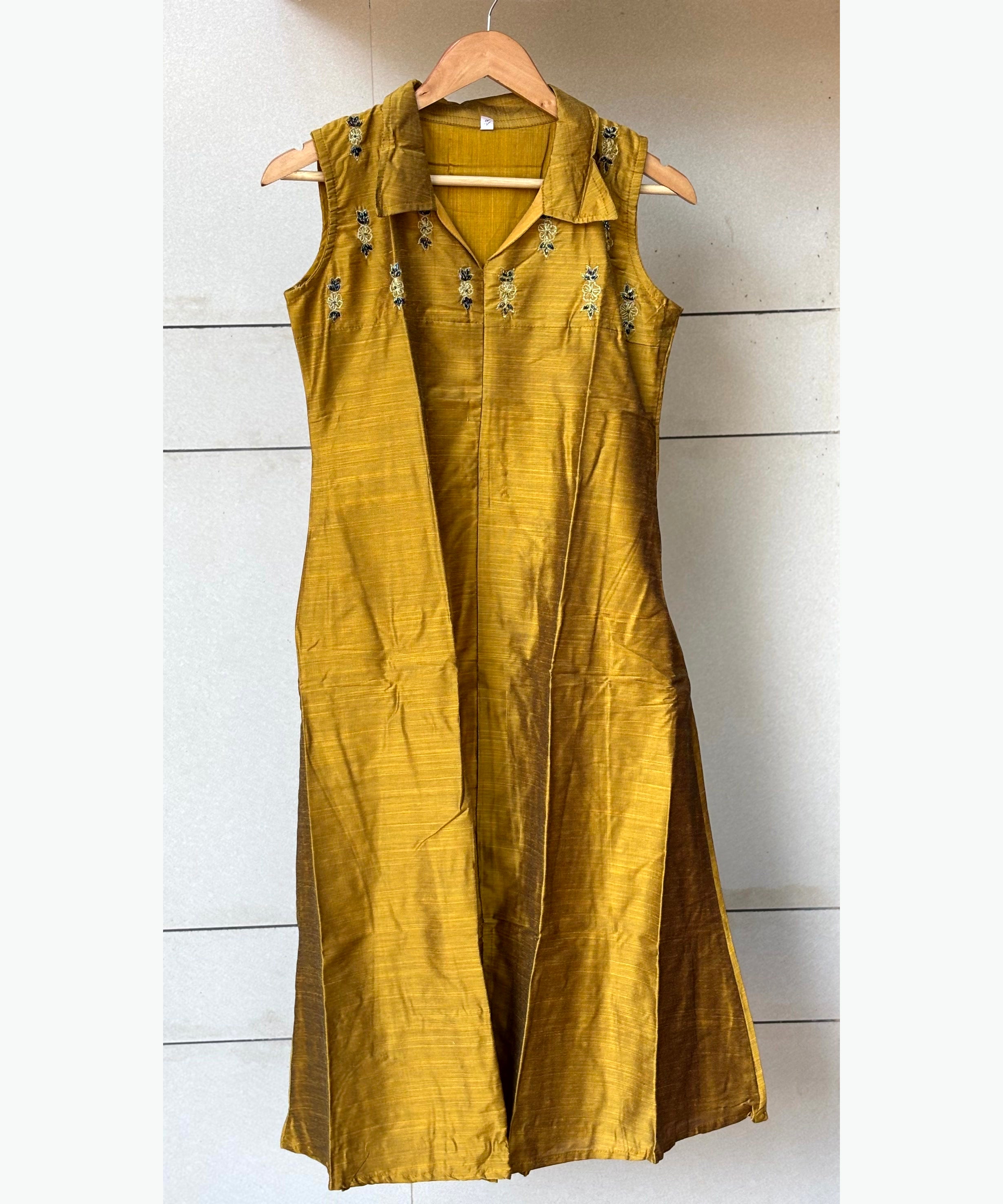 Mustard Yellow Color Premium Ethnic Aline Kurti / MSS001