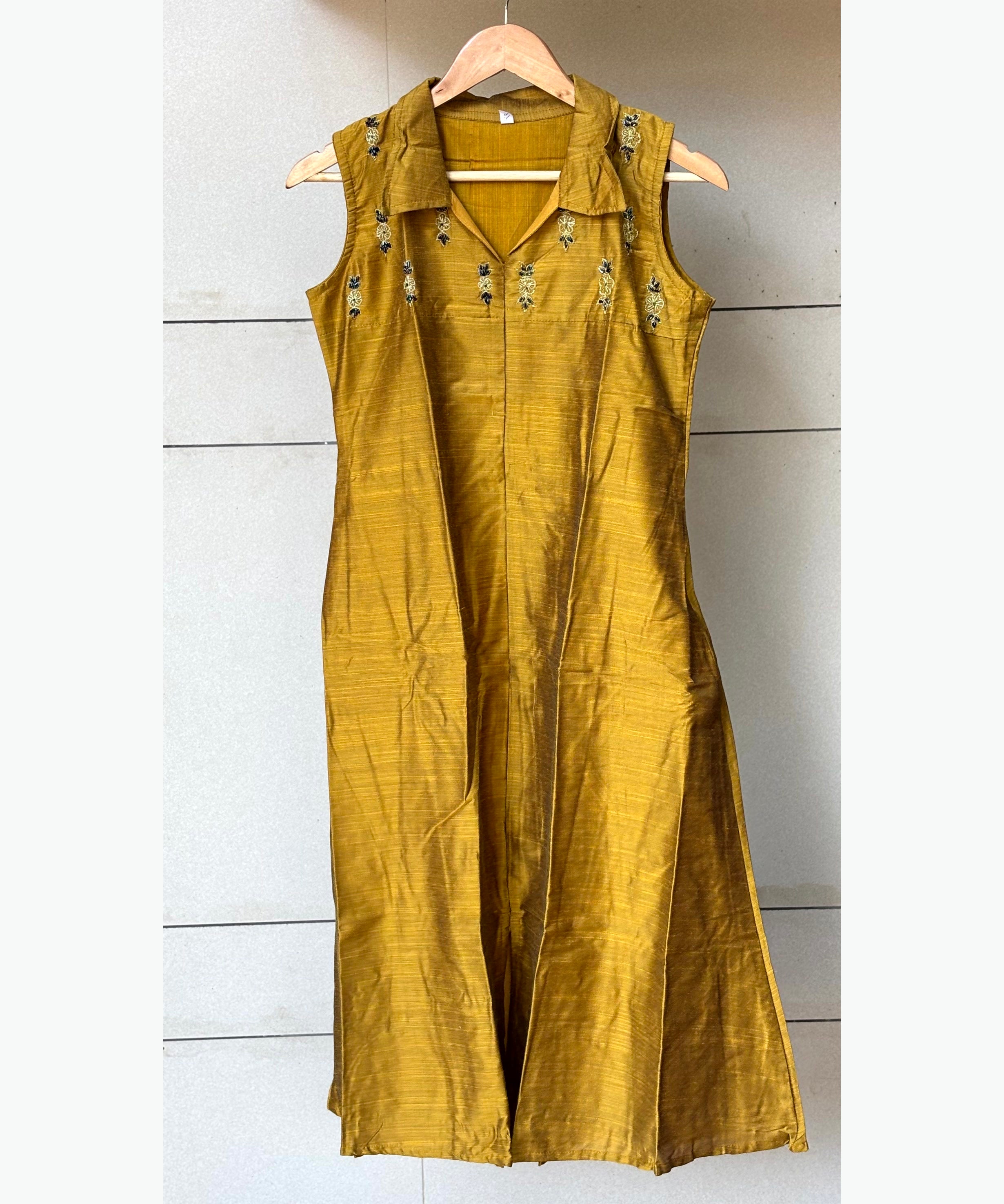 Mustard Yellow Color Premium Ethnic Aline Kurti / MSS001