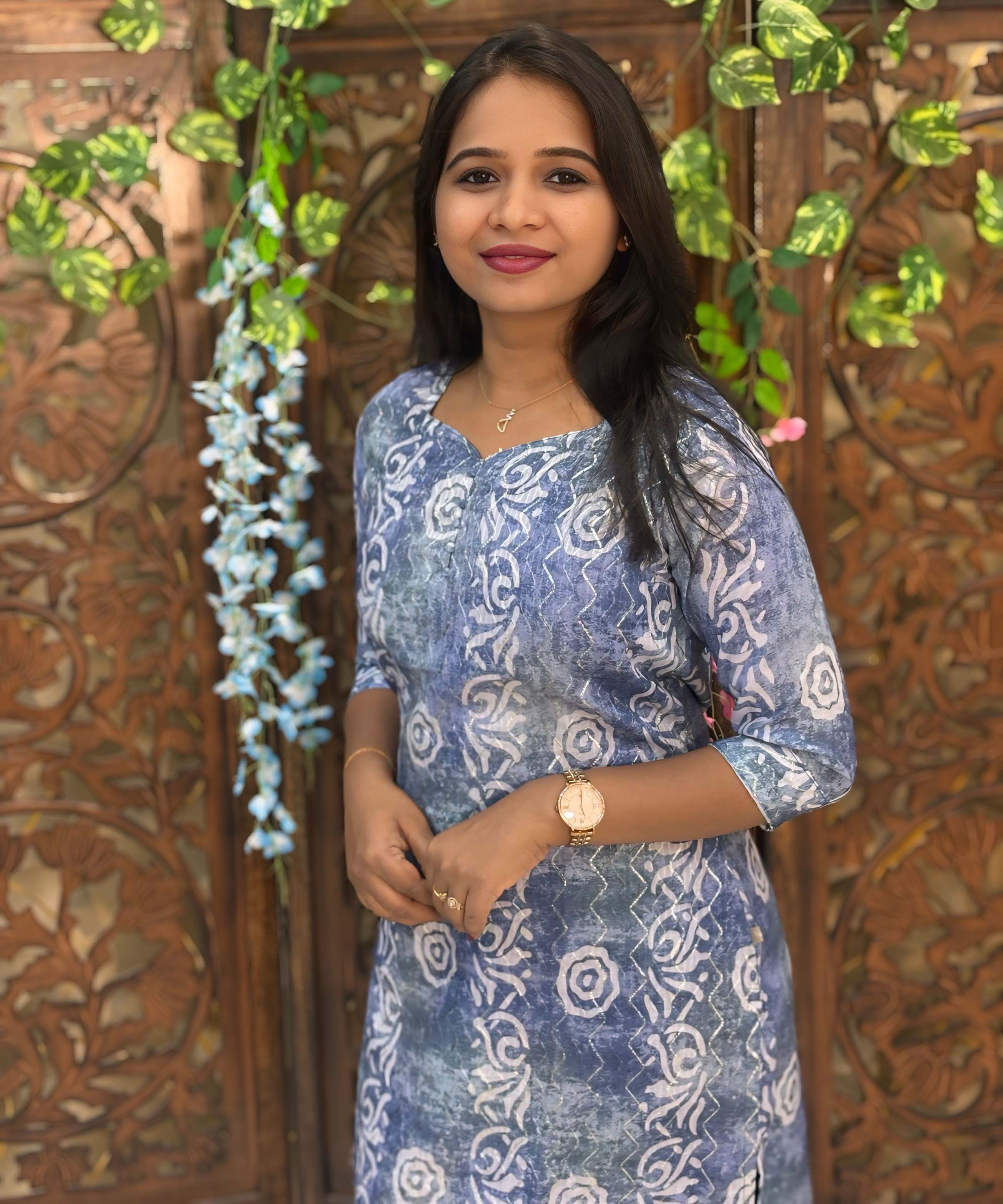Lite Blue Color Premium Batik Printed Mul Cotton Kurti and Dupatta / LSS182