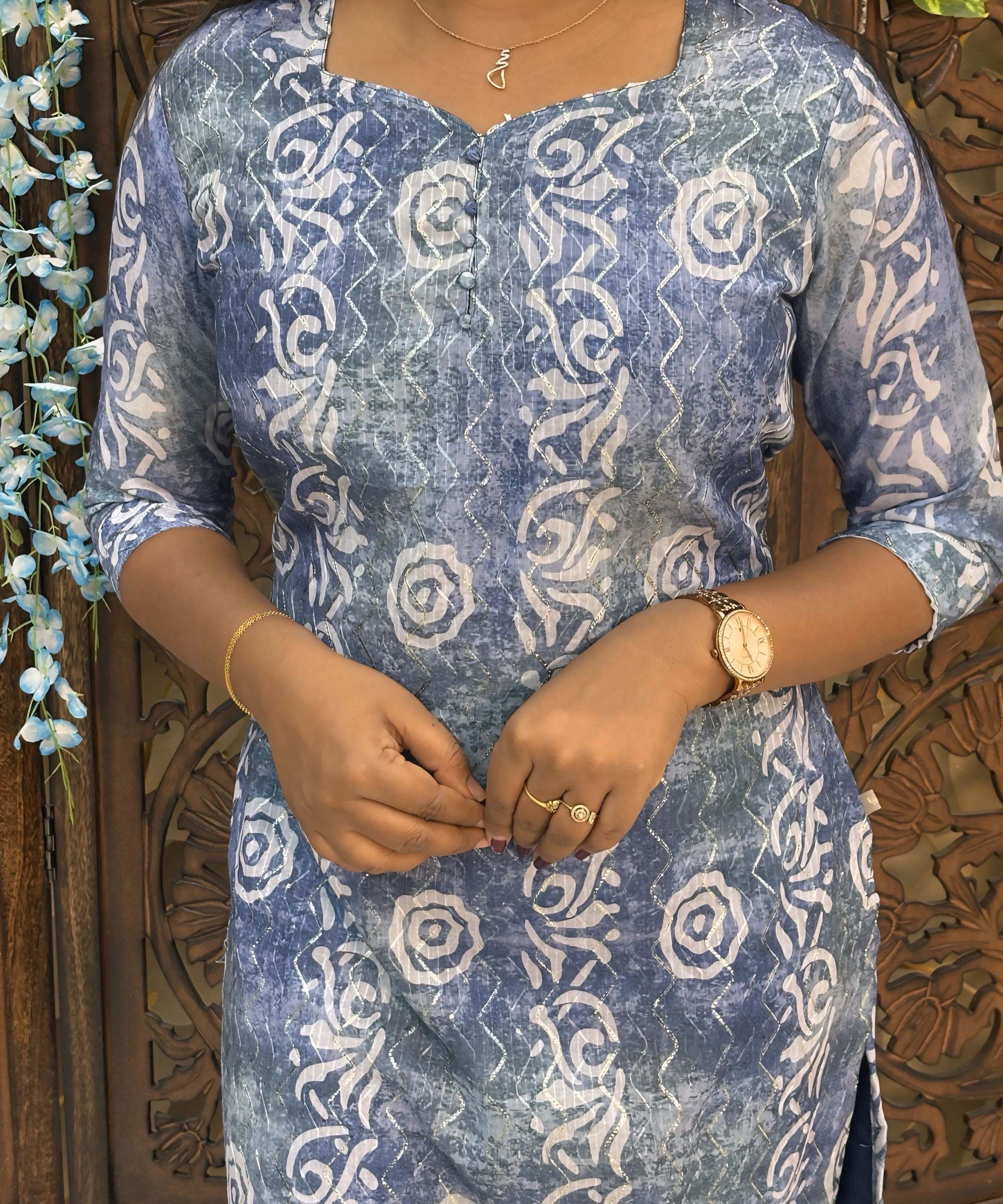 Lite Blue Color Premium Batik Printed Mul Cotton Kurti and Dupatta / LSS182