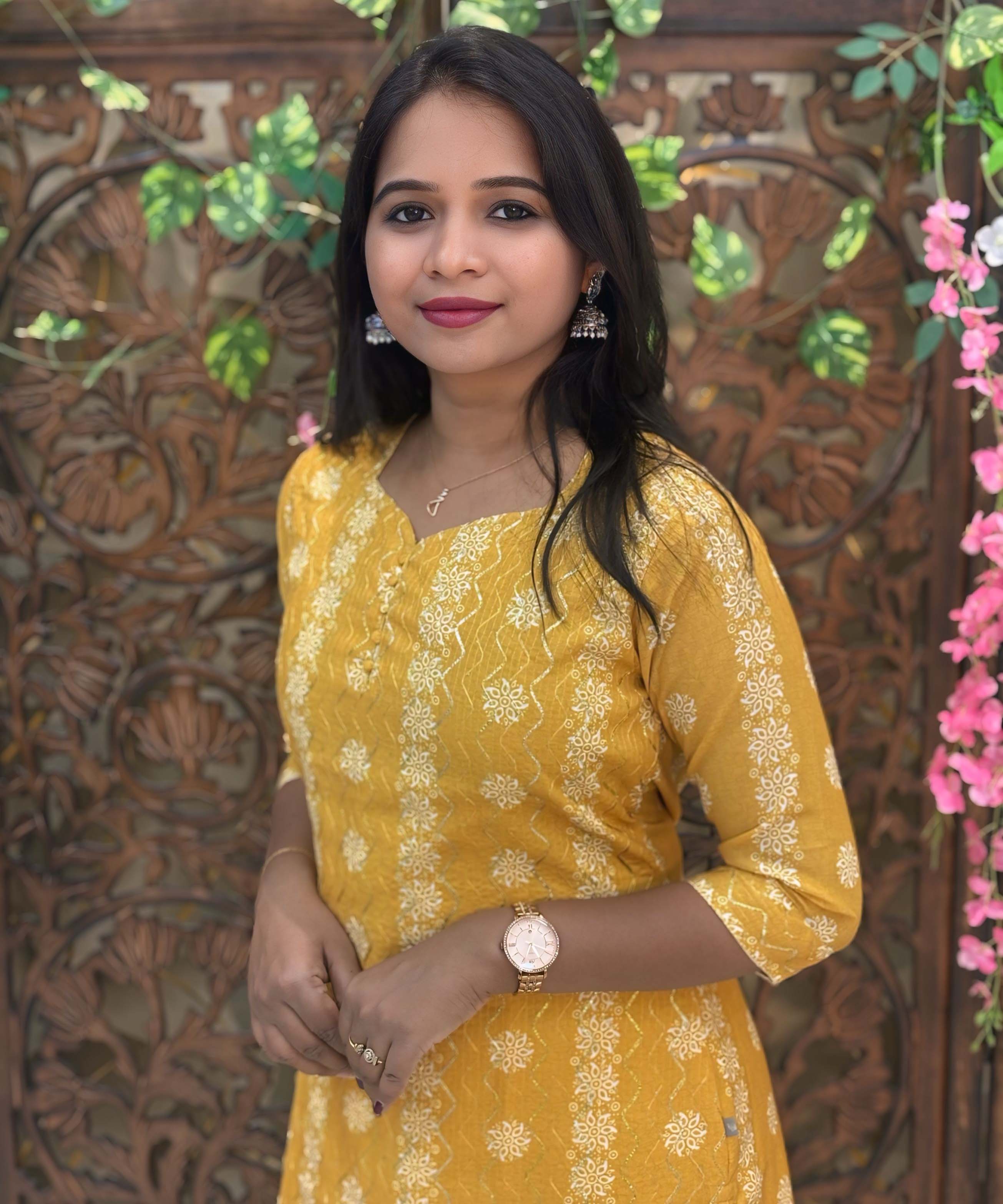 Yellow Color Premium Batik Printed Mul Cotton Kurti and Dupatta / LSS182