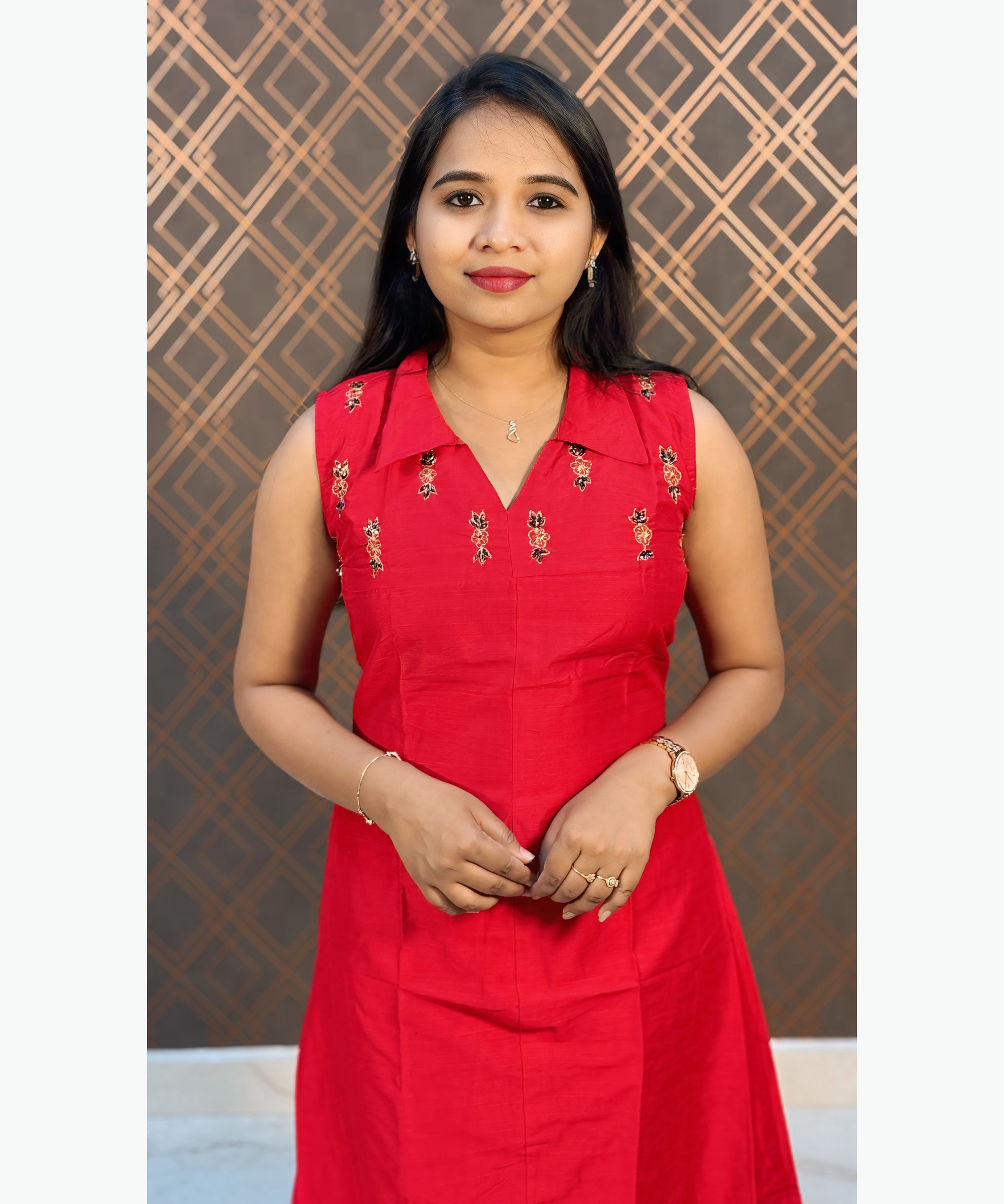 Red Color Premium Ethnic Aline Kurti / MSS001