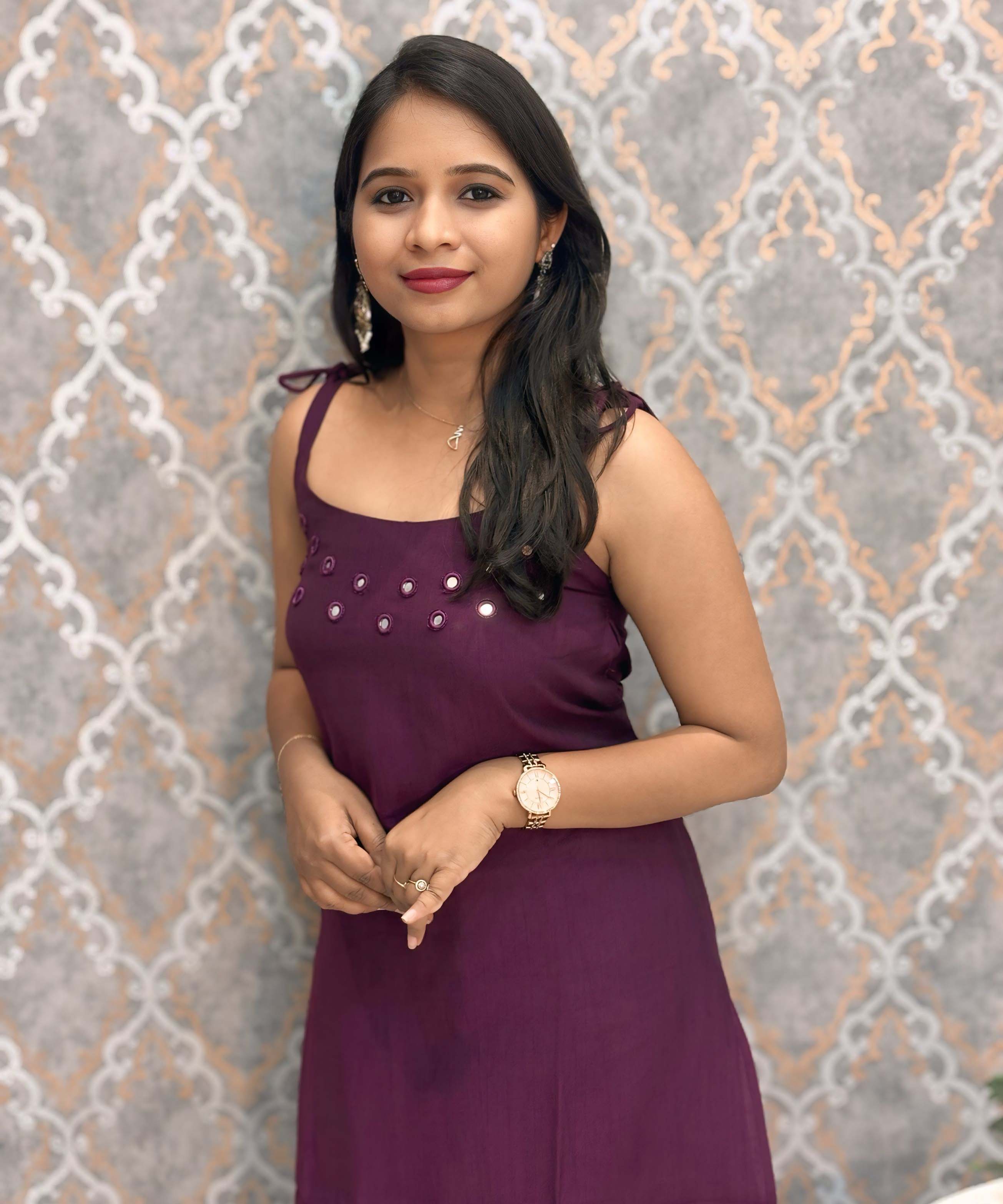 Dark Wine Color Premium Indo-Western Sleeveless 3 Piece Salwar Set / ESS323