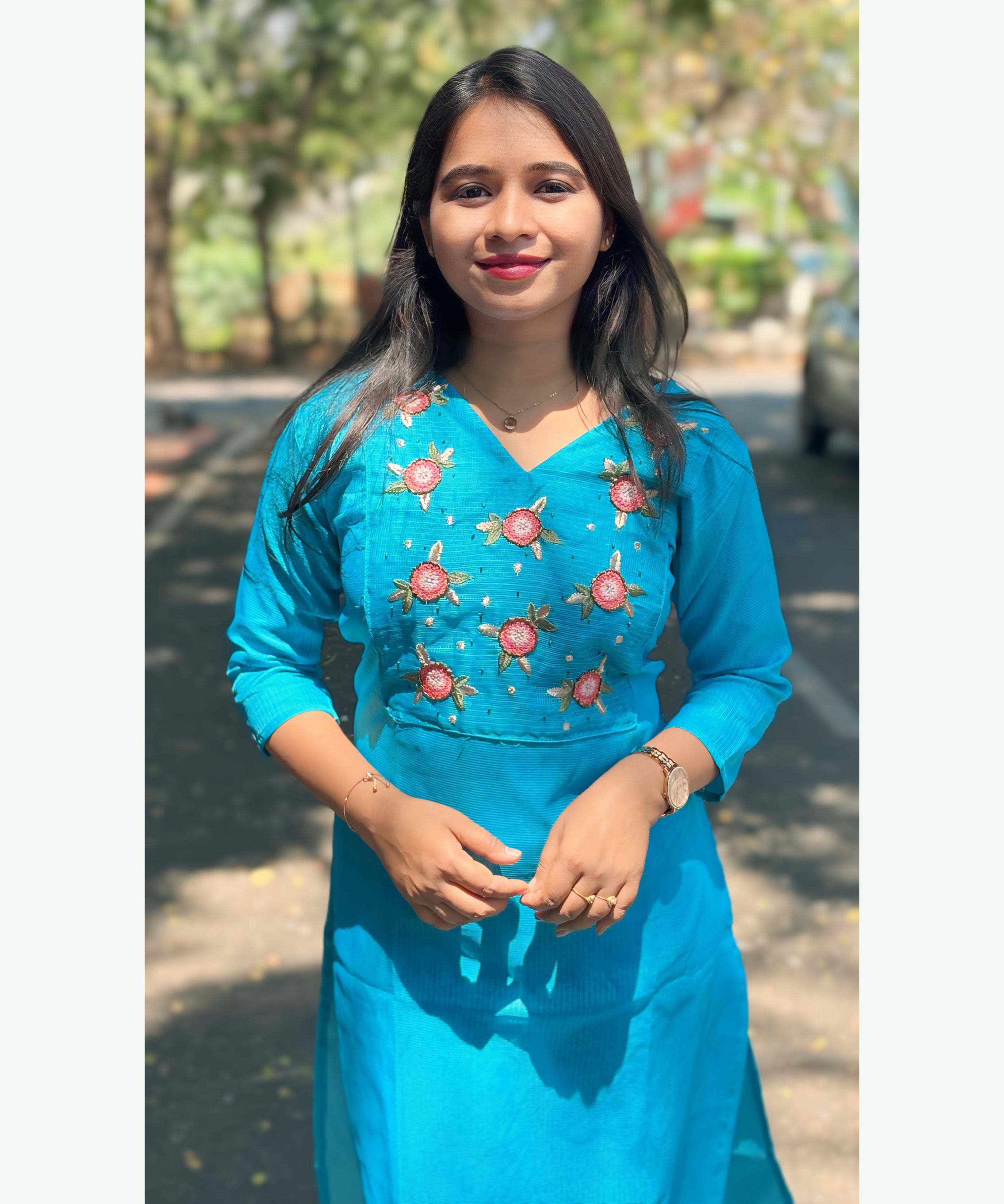 Green Color Premium Kota Cotton Kurti with Lining / MSS002