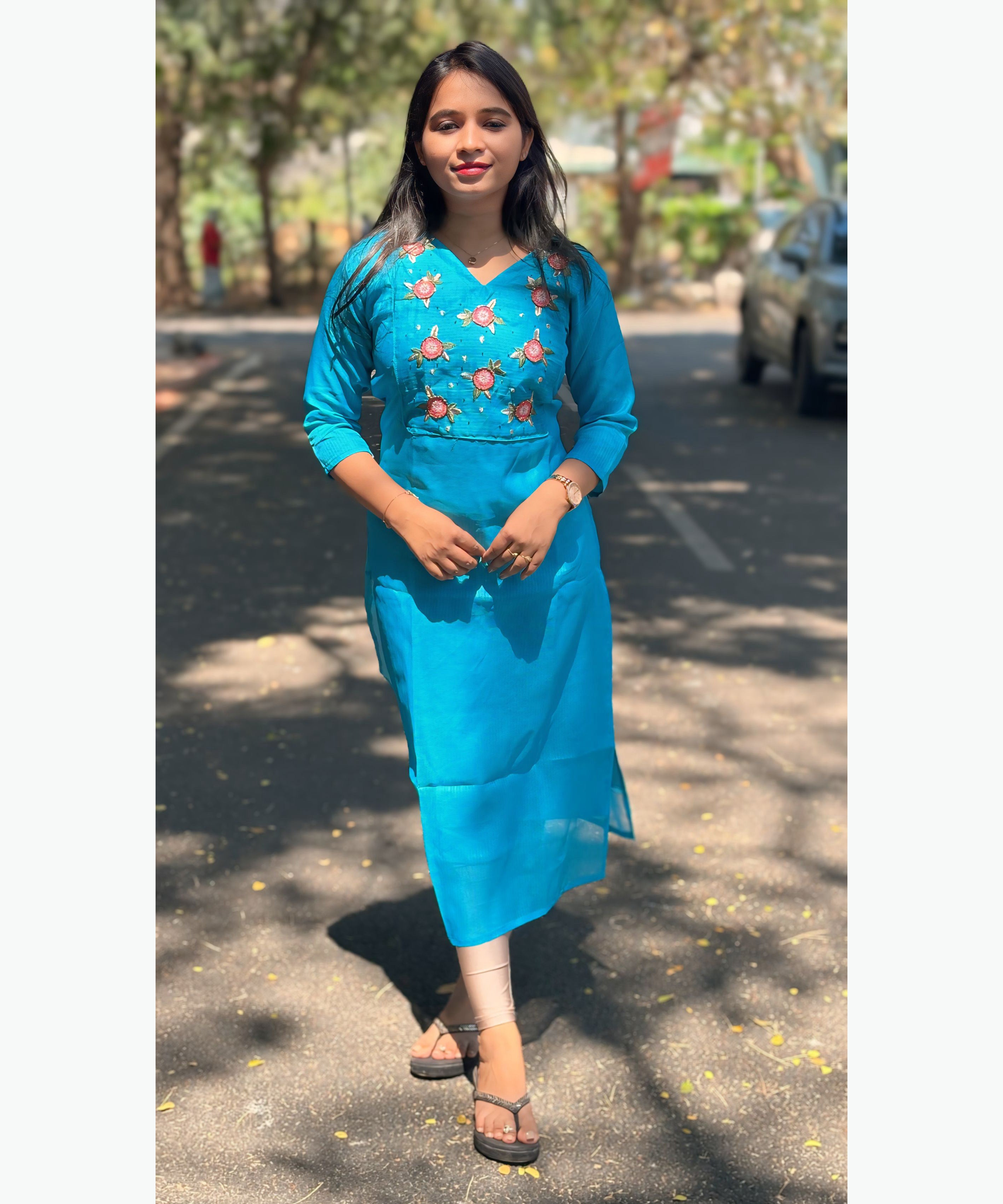 Dark Brown Color Premium Kota Cotton Kurti with Lining / MSS002