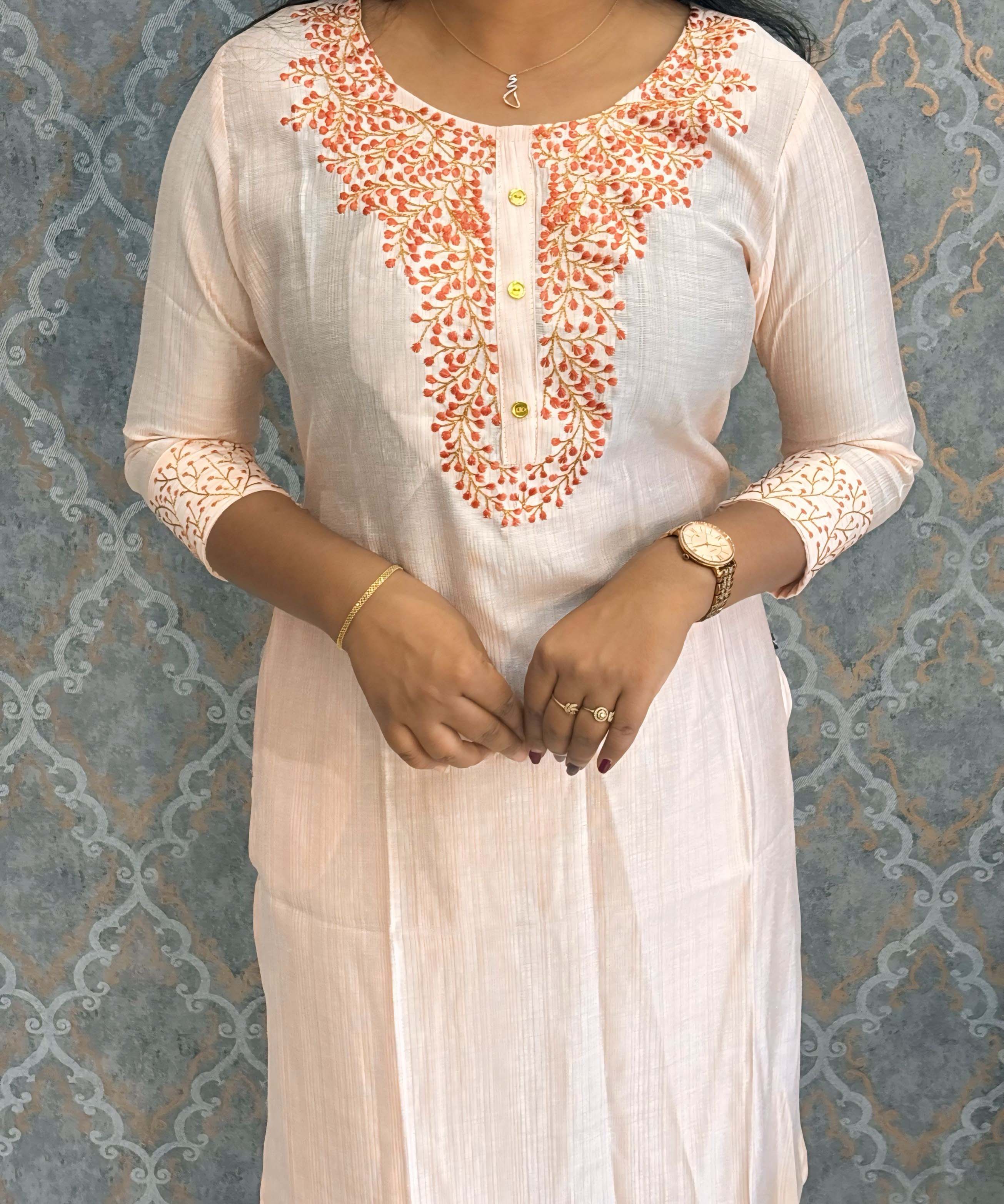 Lite Rose Gold Pink Color Premium Vatican Silk Co-ord Set with Pocket / LSS171