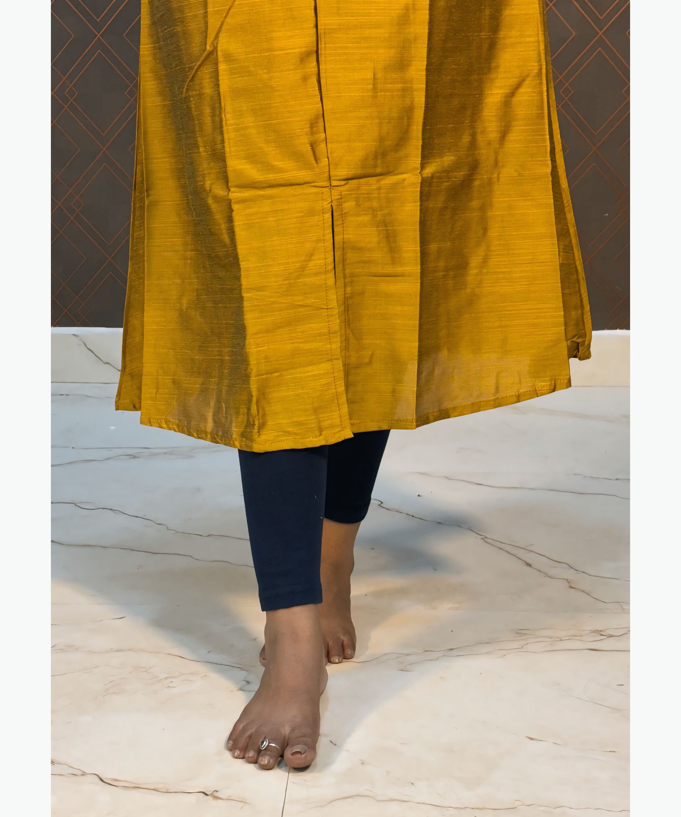 Mustard Yellow Color Premium Ethnic Aline Kurti / MSS001