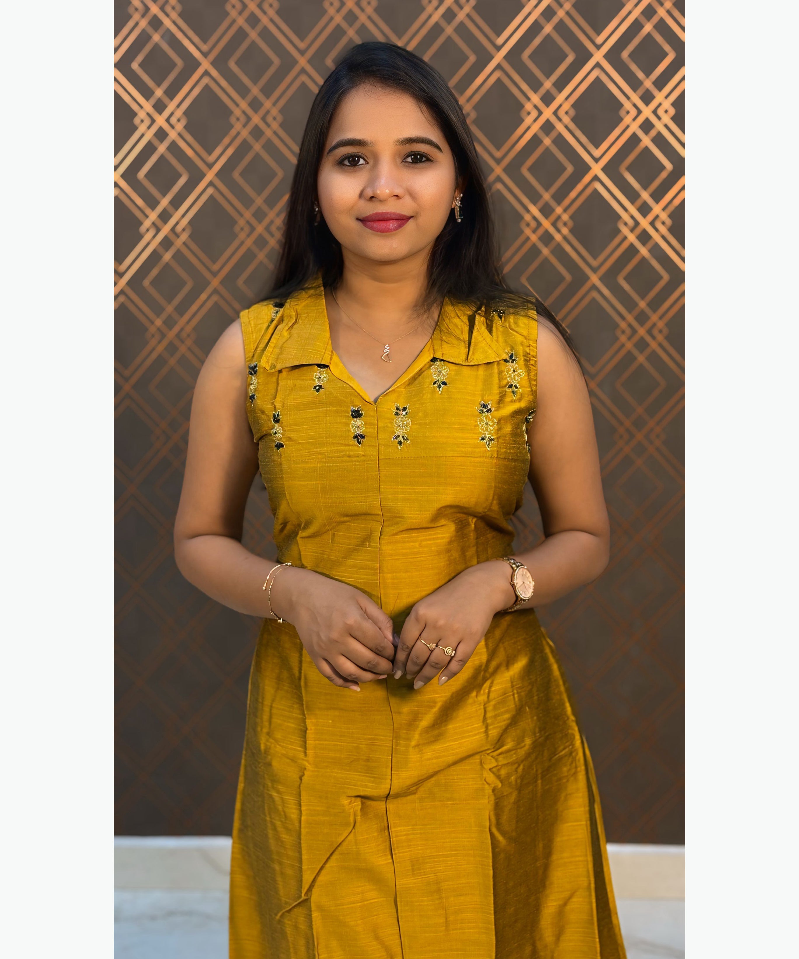 Mustard Yellow Color Premium Ethnic Aline Kurti / MSS001