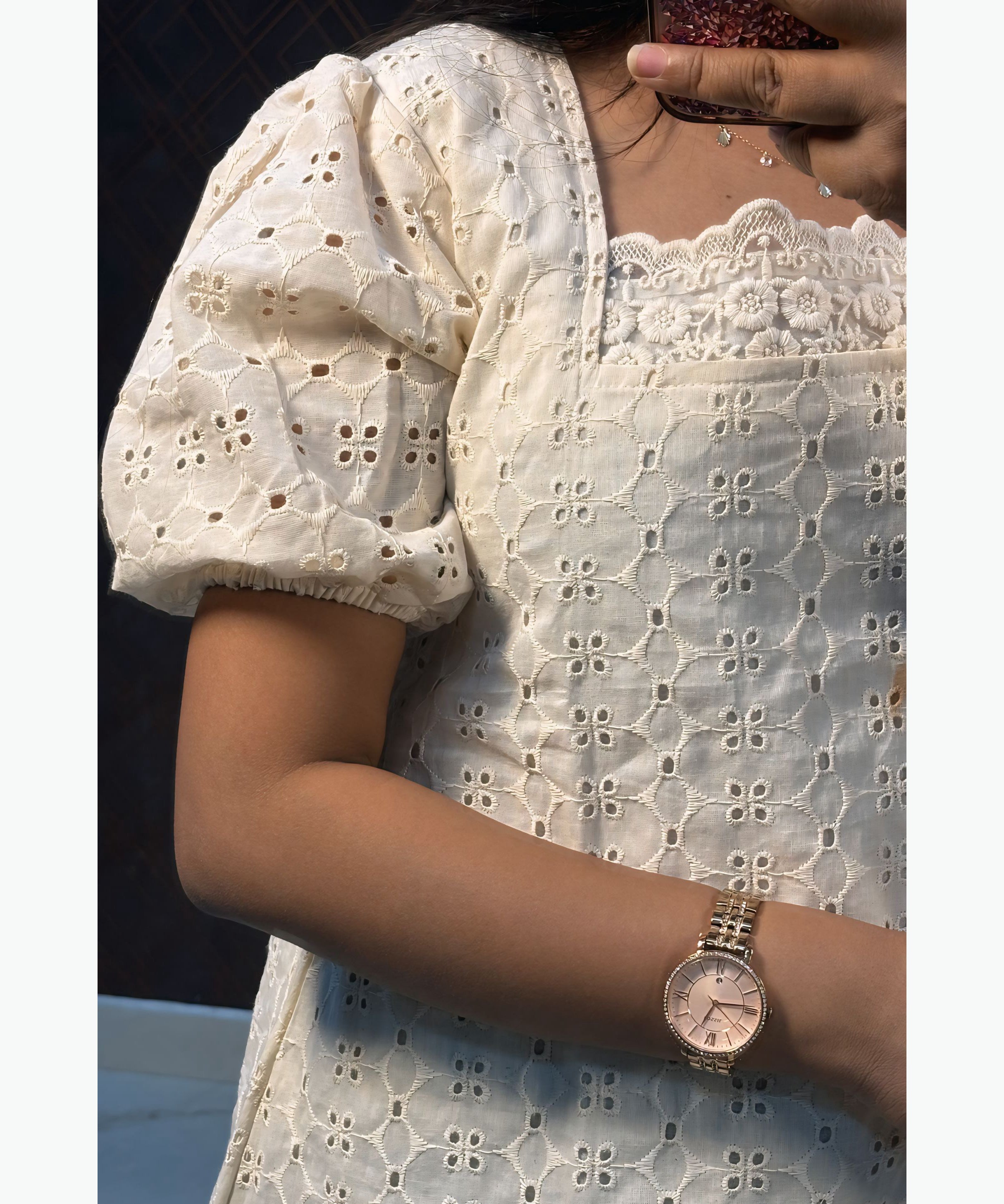 Premium Hakoba Cotton Princess Cut Kurti with Puff Sleeve and Lining / MSS009