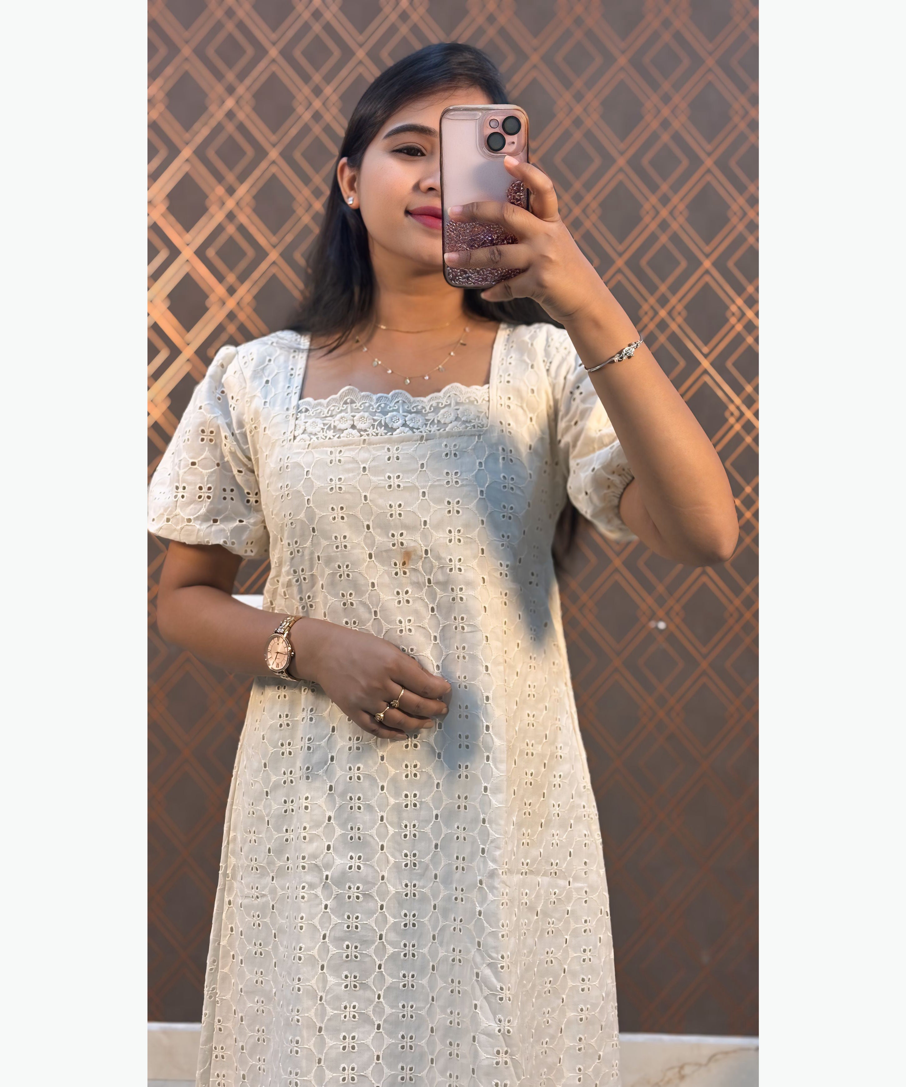 Premium Hakoba Cotton Princess Cut Kurti with Puff Sleeve and Lining / MSS009