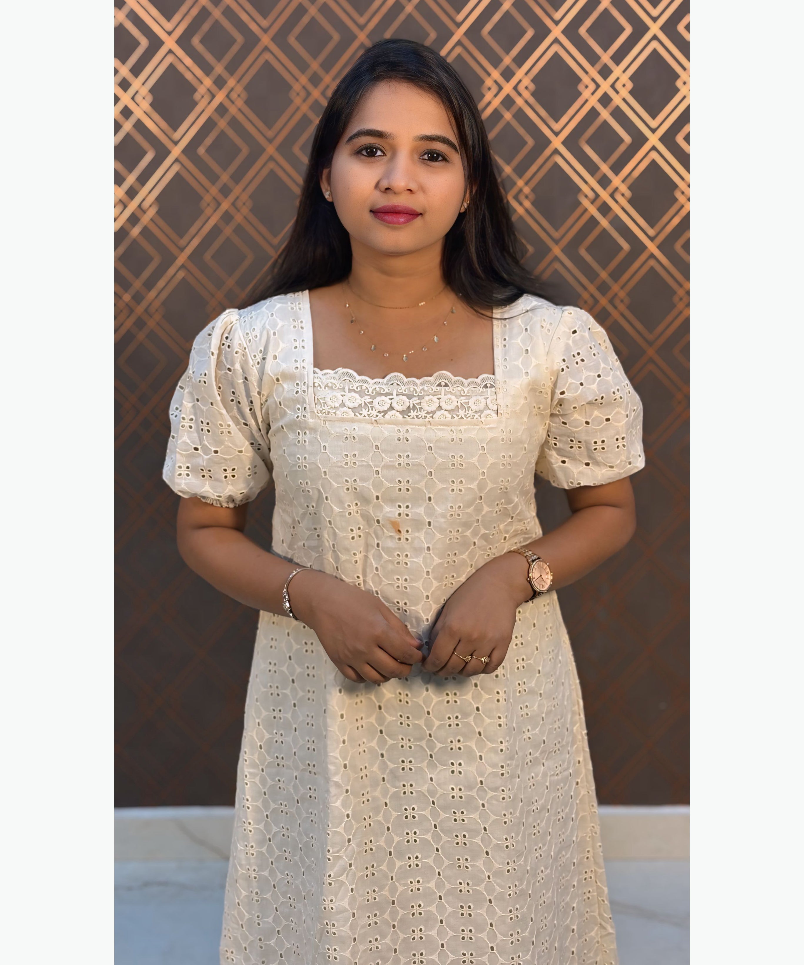 Premium Hakoba Cotton Princess Cut Kurti with Puff Sleeve and Lining / MSS009