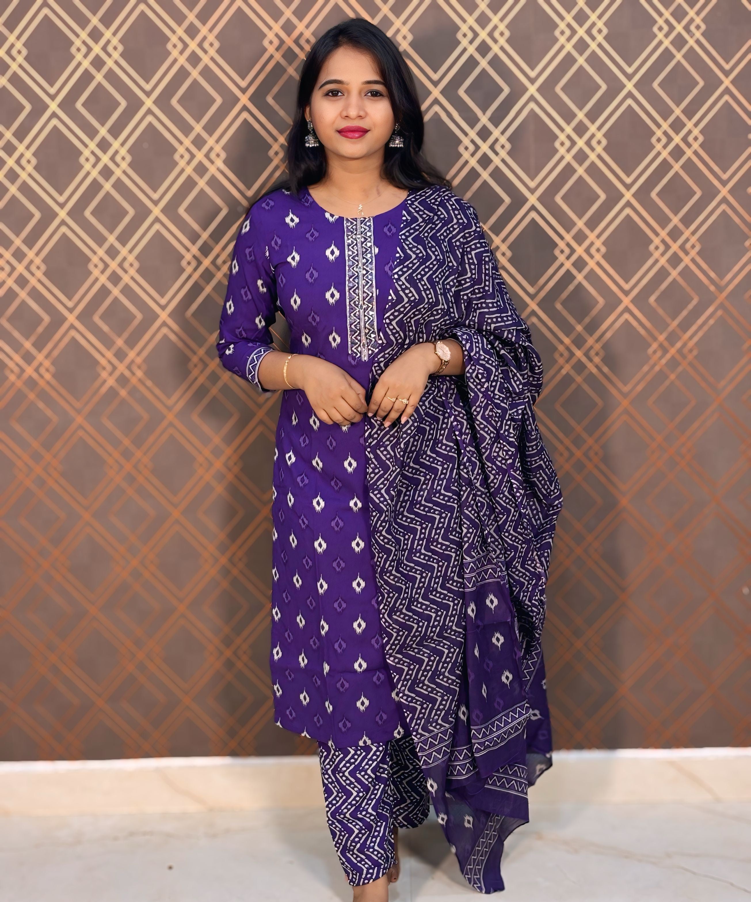 Purple Color Premium Cotton Salwar Set / ESS309