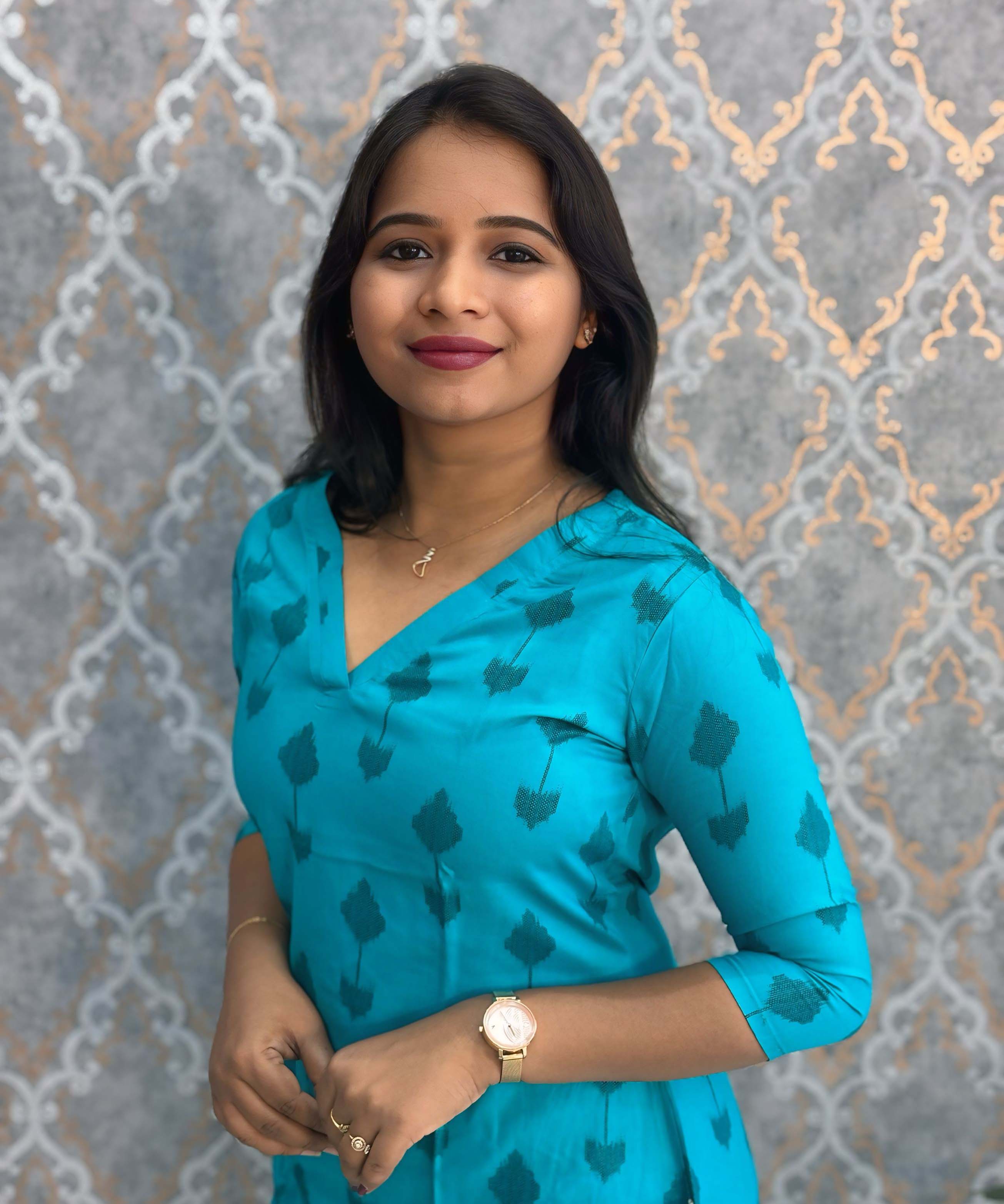 Turquoise Blue Color Rayon Straight Cut V Neck Kurti with Pocket / LSS172
