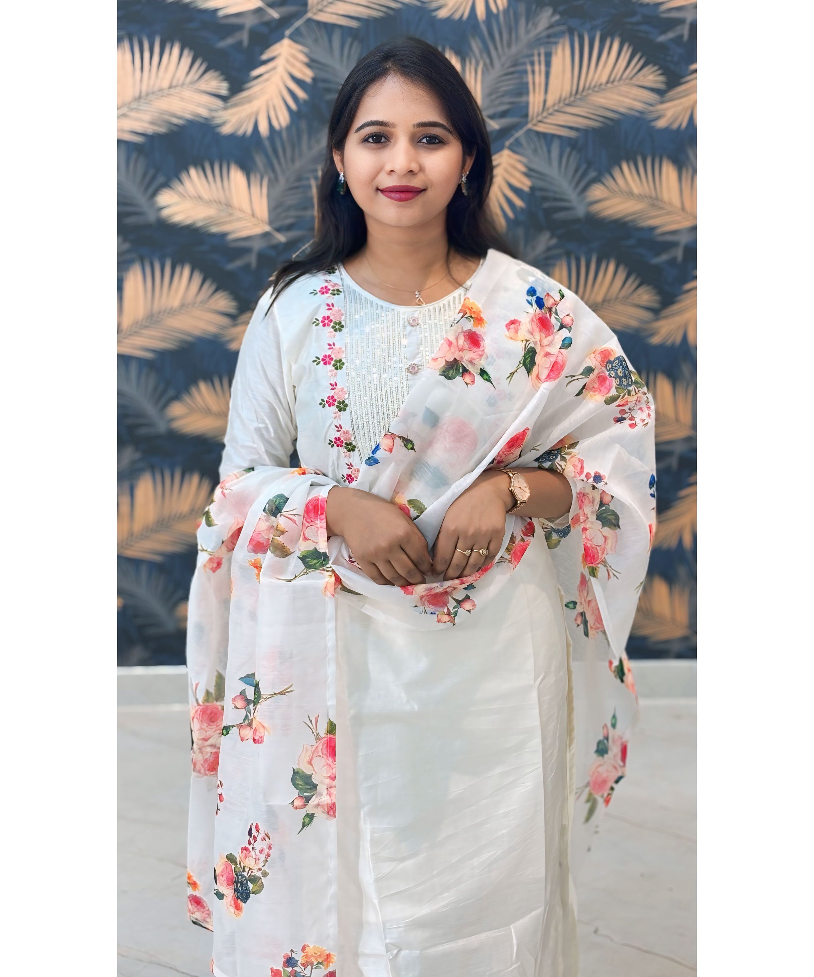 White Color Ethnic Salwar Set with Organza Dupatta / ESS294