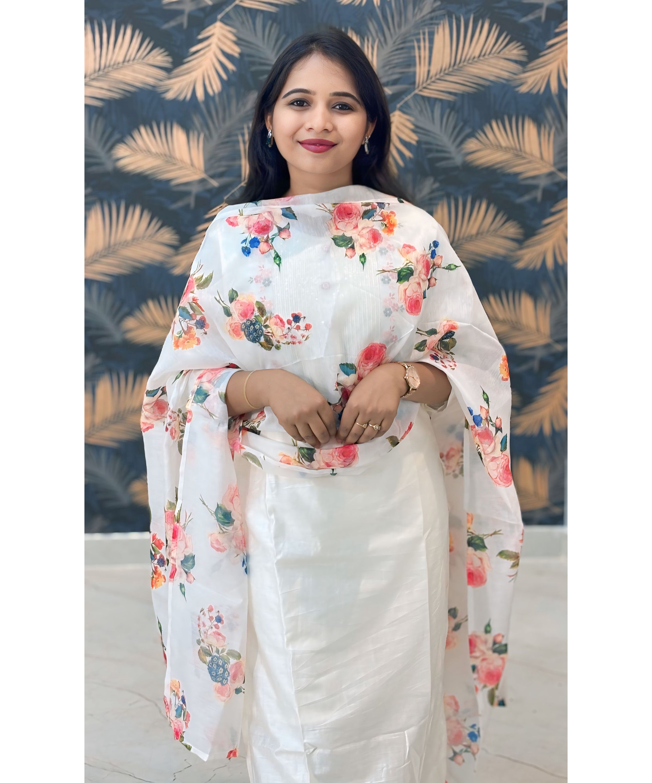 White Color Ethnic Salwar Set with Organza Dupatta / ESS294