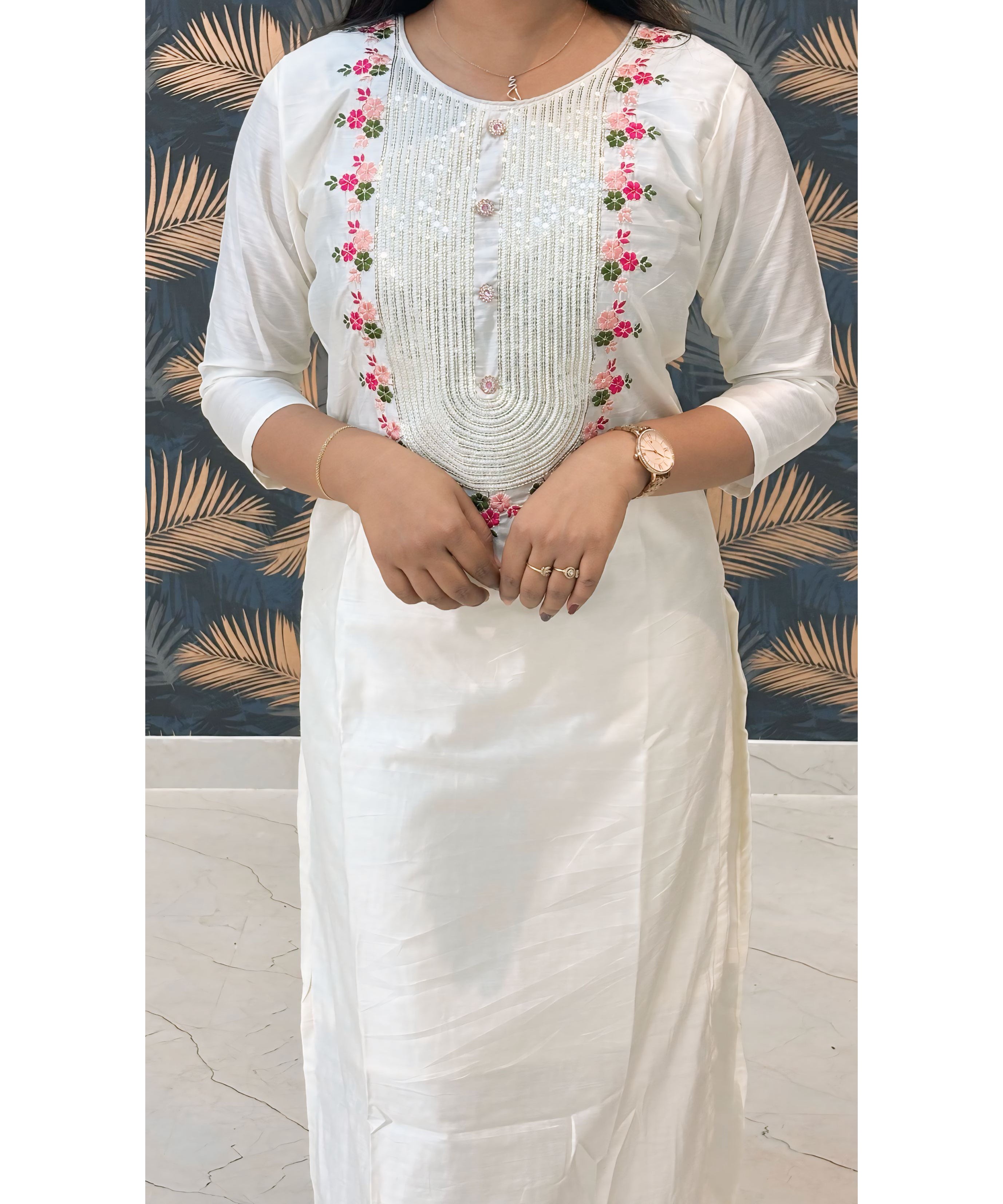 White Color Ethnic Salwar Set with Organza Dupatta / ESS294