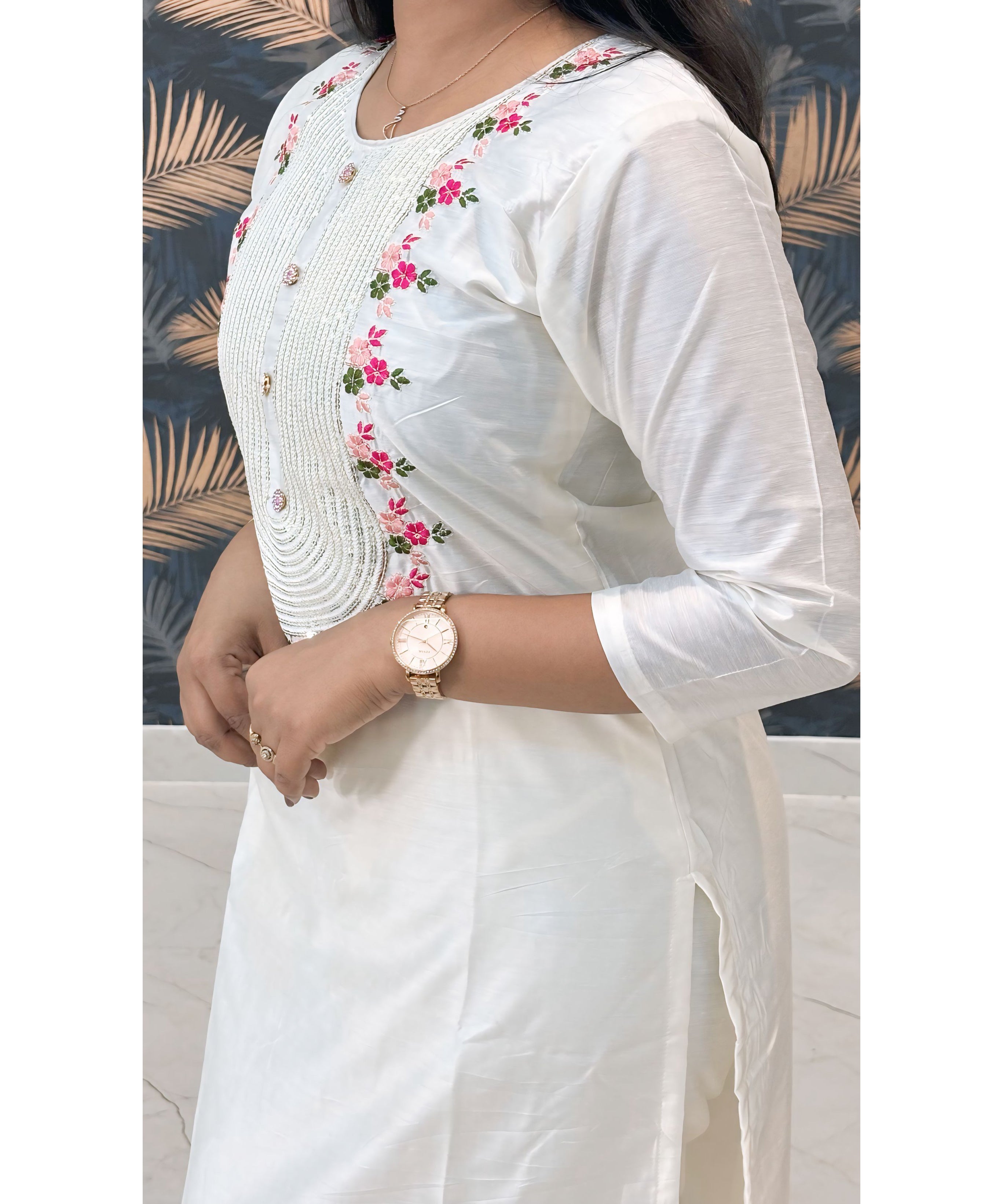 White Color Ethnic Salwar Set with Organza Dupatta / ESS294