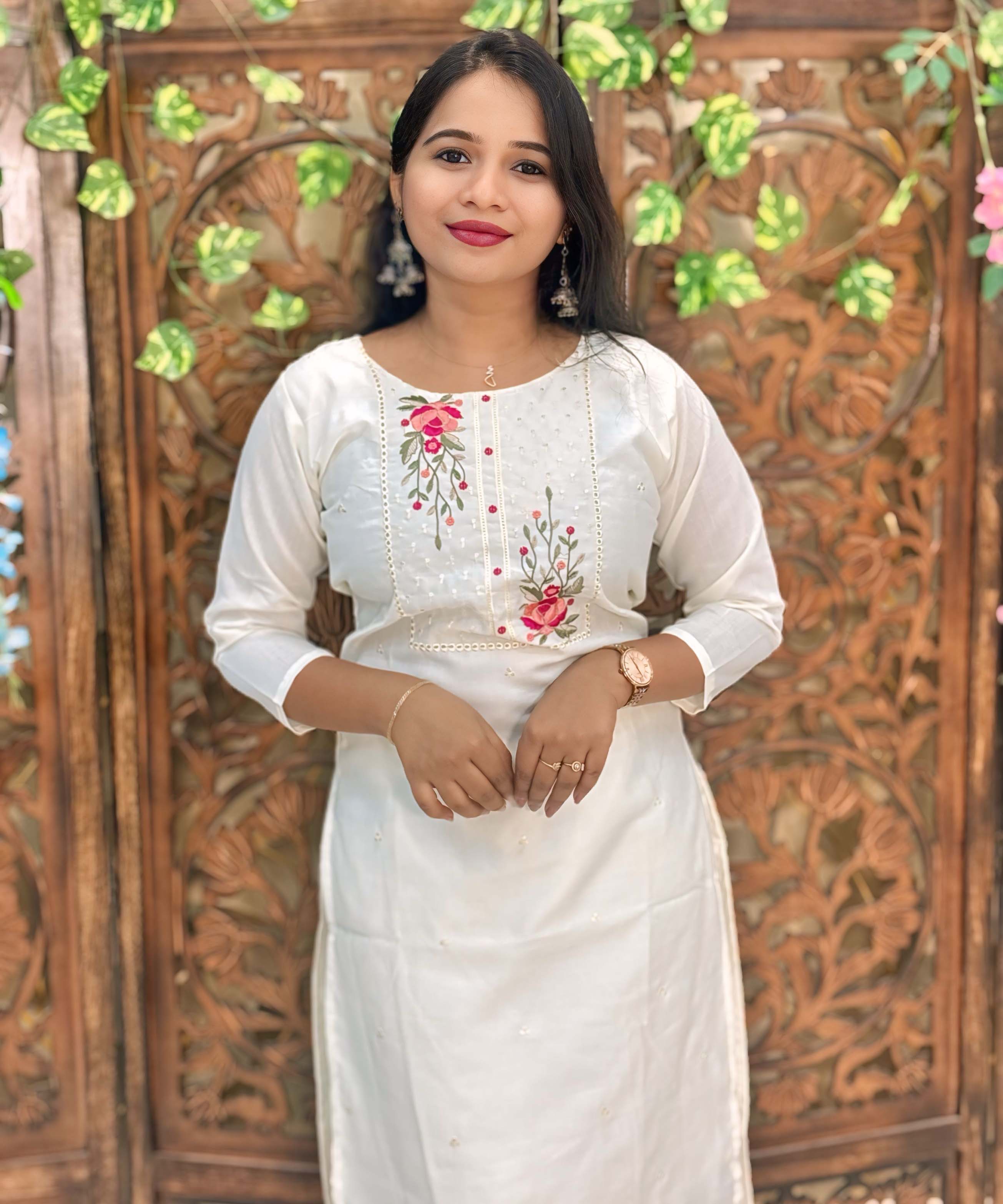 White and Black Color Cotton Salwar Set with Organza Dupatta 3 Piece Salwar Set / ESS348