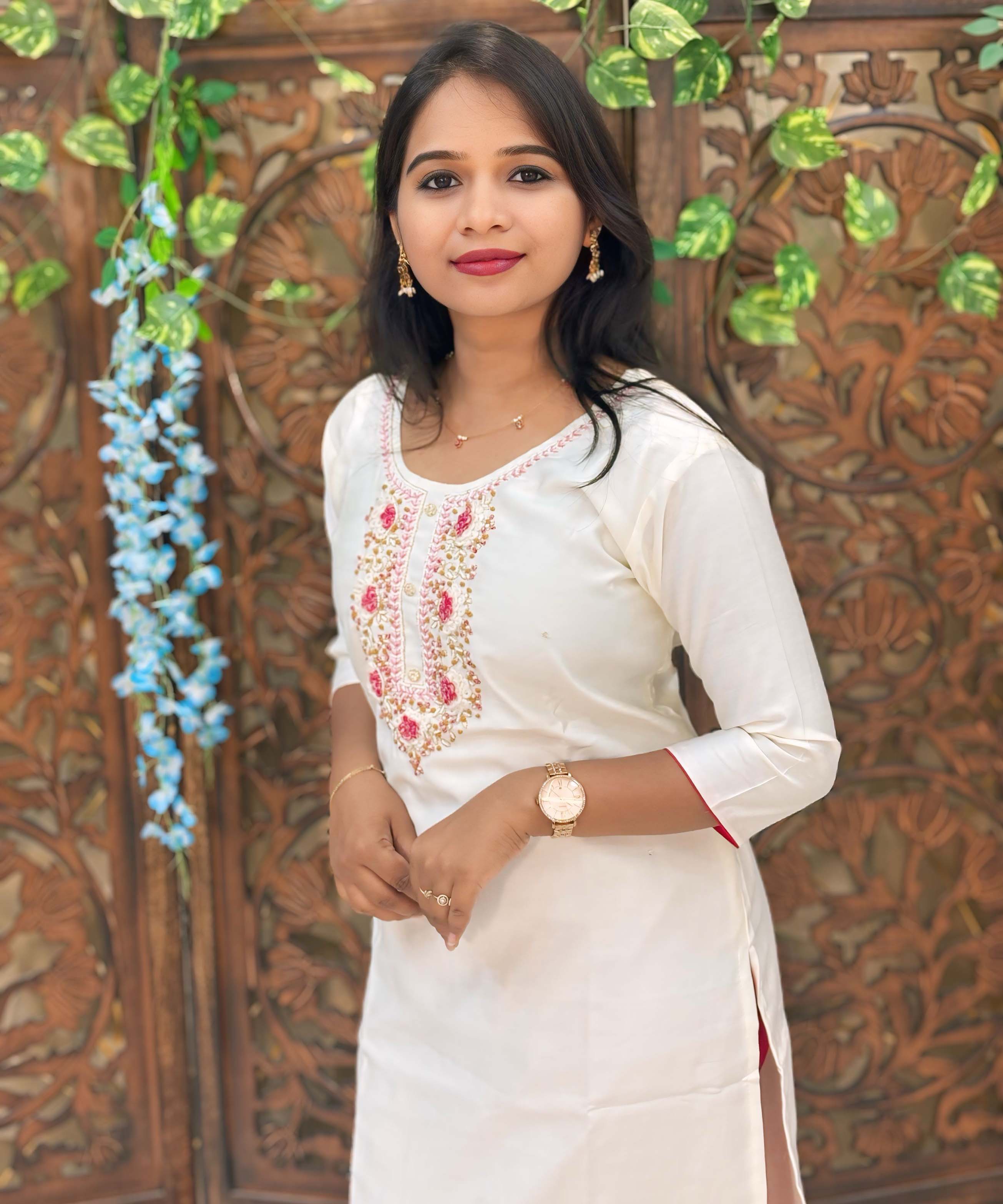 White and Dark Pink Color Premium Zardozi work 3 Piece Salwar Set / ESS234