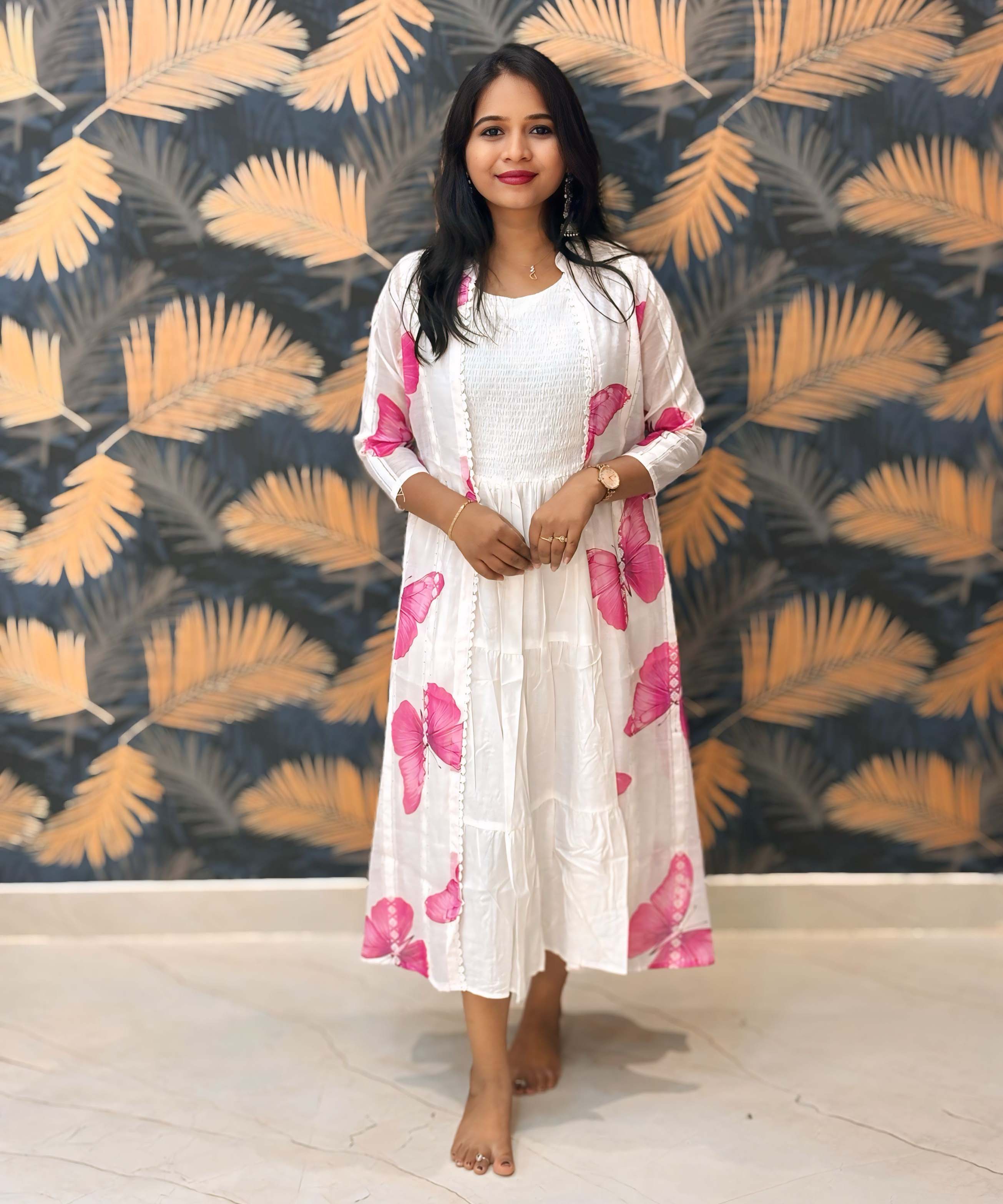 White and Pink Western Suit with Over Coat / ESS328