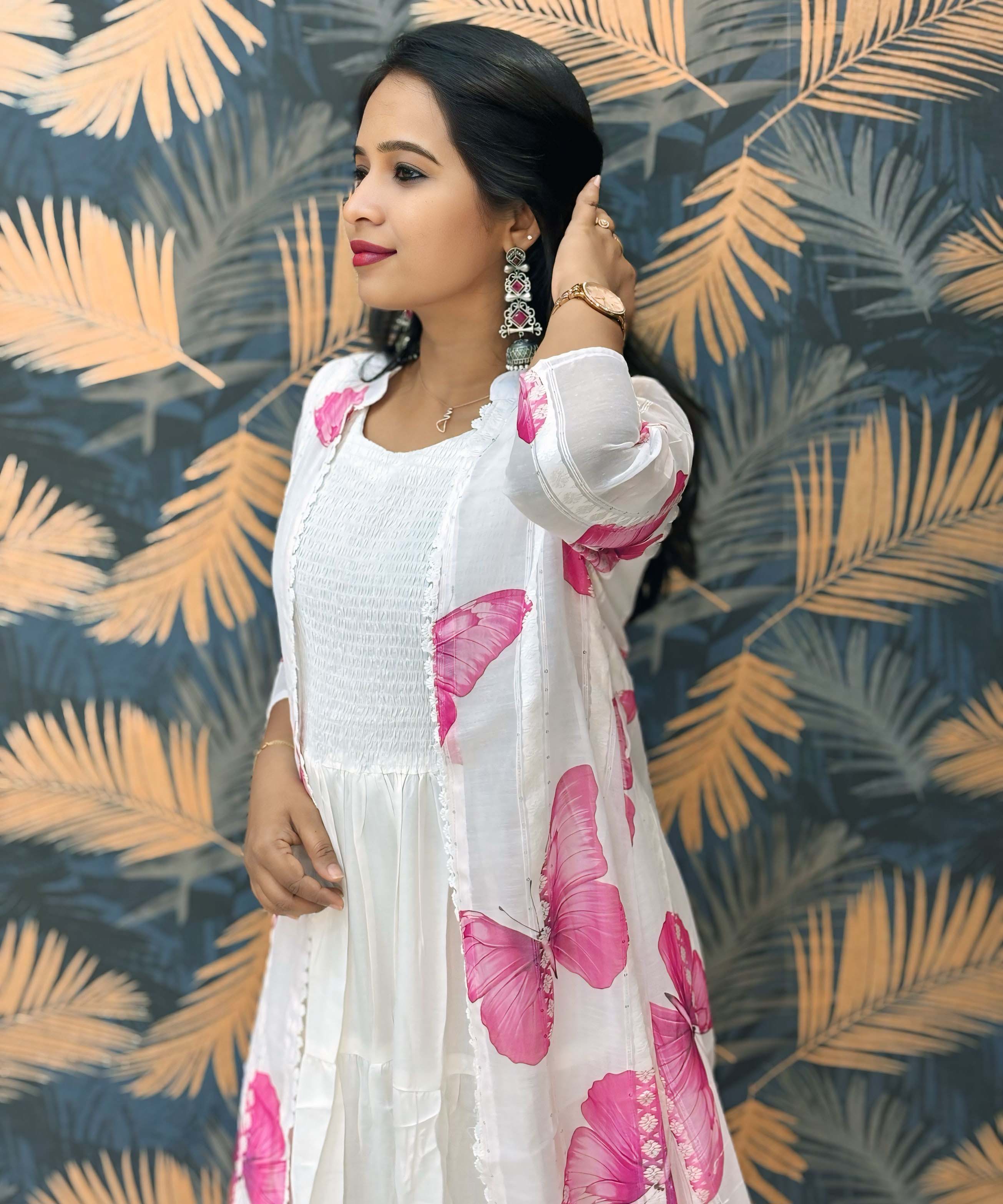 White and Pink Western Suit with Over Coat / ESS328