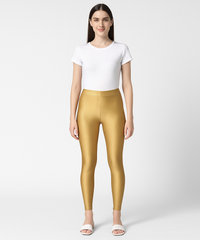 Branded Shimmer Dark Gold Slim Fit Ankle Length Leggings / LSS115
