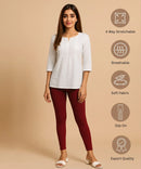 Maroon Color Premium 4 way Lycra Women Leggings (Ankle Length) / LG001