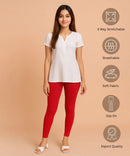 Red Color Premium 4 way Lycra Women Leggings (Ankle Length) / LG001