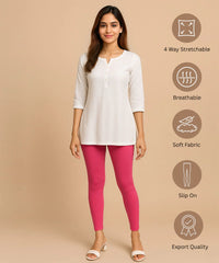 Pink Color Premium 4 way Lycra Women Leggings (Ankle Length) / LG001