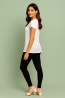Black Color Premium 4 way Lycra Women Leggings (Ankle Length) / LG001