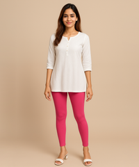 Pink Color Premium 4 way Lycra Women Leggings (Ankle Length) / LG001