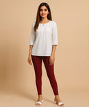 Maroon Color Premium 4 way Lycra Women Leggings (Ankle Length) / LG001