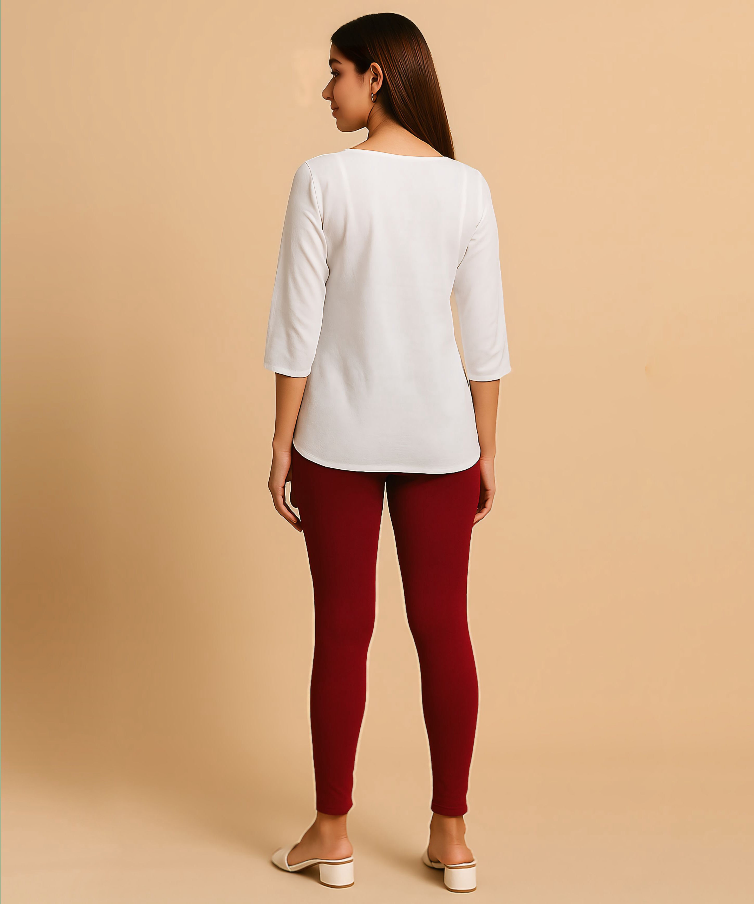 Maroon Color Premium 4 way Lycra Women Leggings (Ankle Length) / LG001