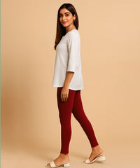 Maroon Color Premium 4 way Lycra Women Leggings (Ankle Length) / LG001