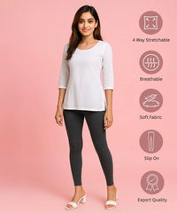 Grey Color Premium 4 way Lycra Women Leggings (Ankle Length) / LG001