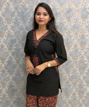Black and Maroon Color Ajrakh Design Cotton Short Top Coord Set / ESS403