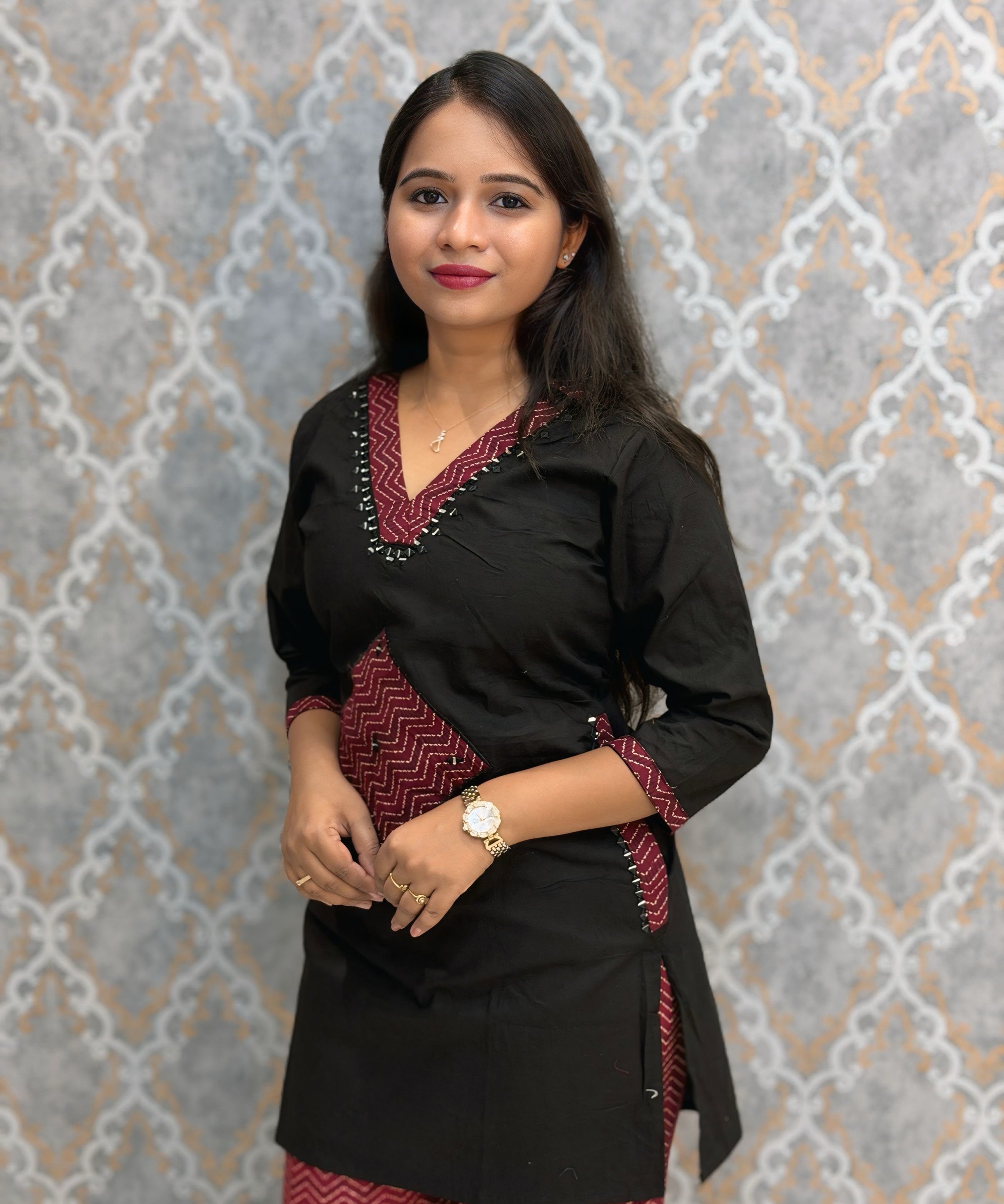 Black Color Ajrakh Design Cotton Short Top Coord Set / ESS403